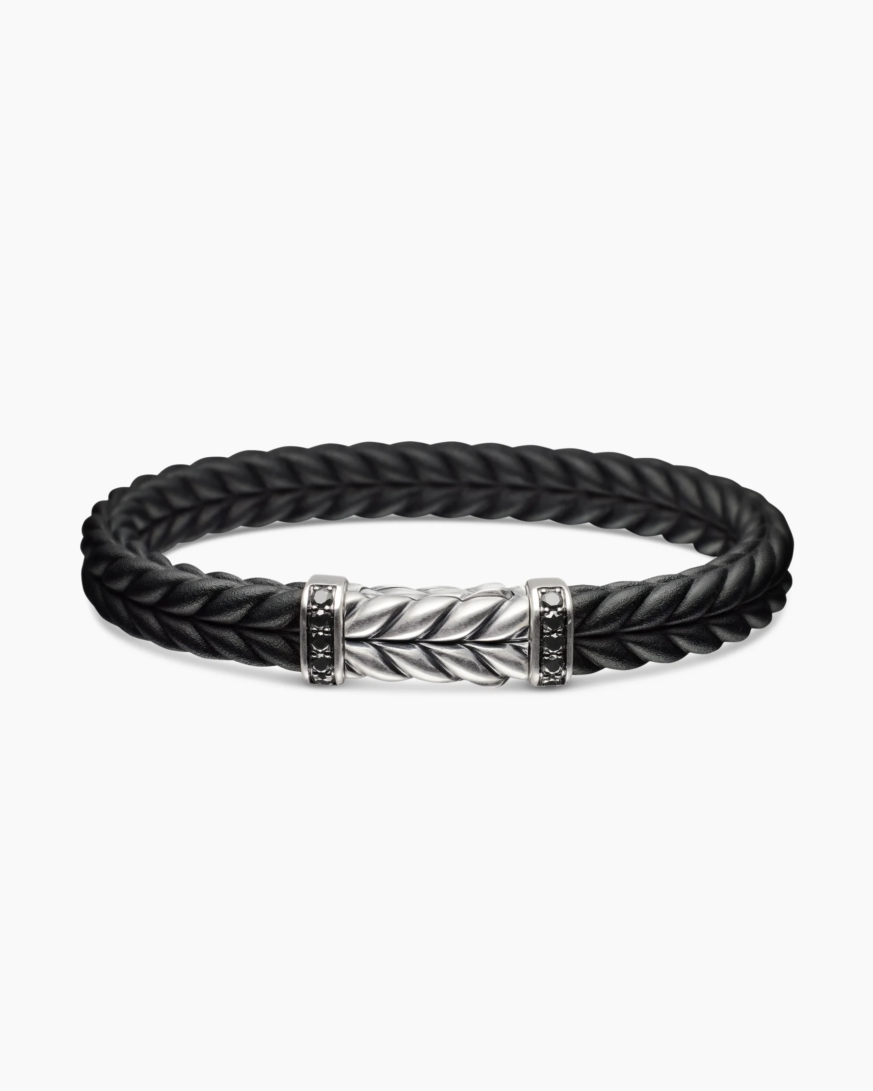 Chevron Bracelet in Black Rubber with 18K Yellow Gold and Diamonds, 9mm 58 Chevron Bracelet in Black Rubber with 18K Yellow Gold and Diamonds, 9mm