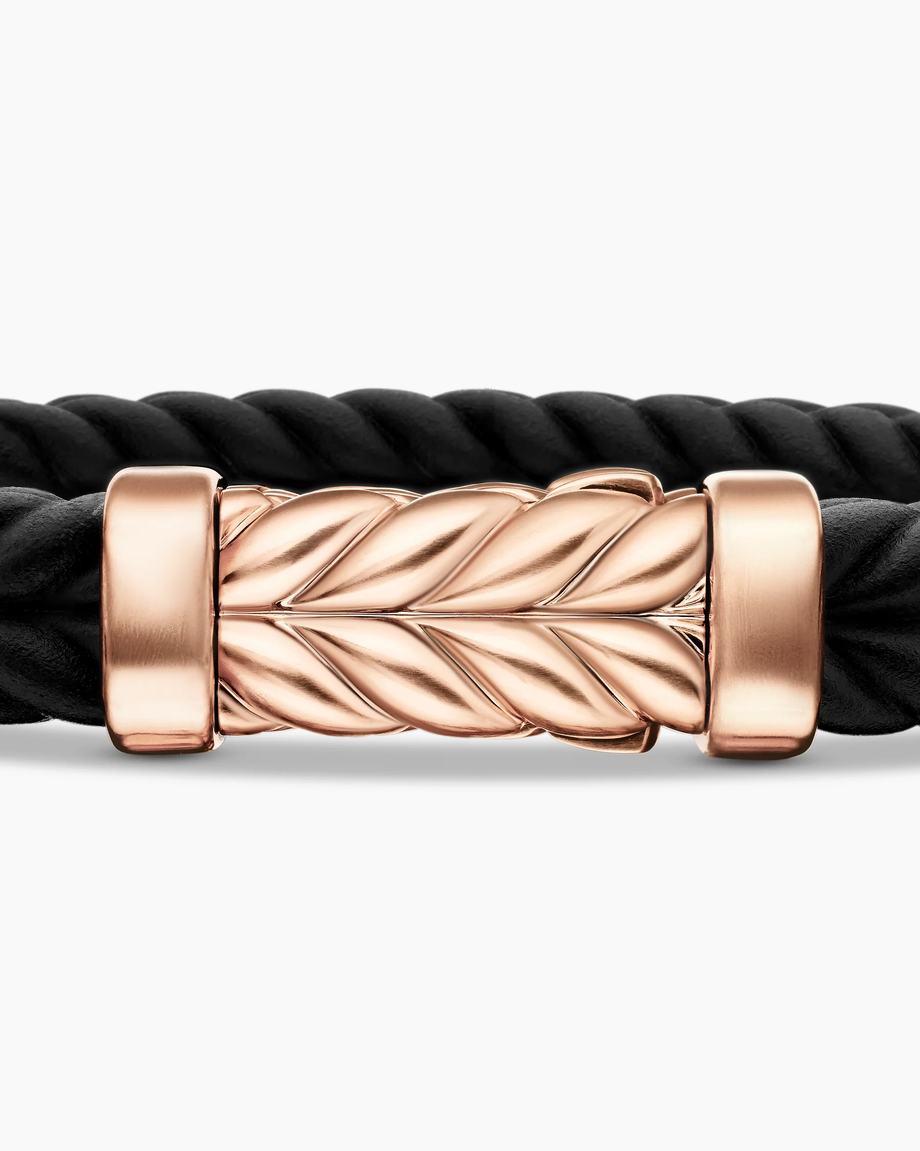 Chevron Bracelet in Black Rubber with 18K Yellow Gold and Diamonds, 9mm 6 Chevron Bracelet in Black Rubber with 18K Yellow Gold and Diamonds, 9mm