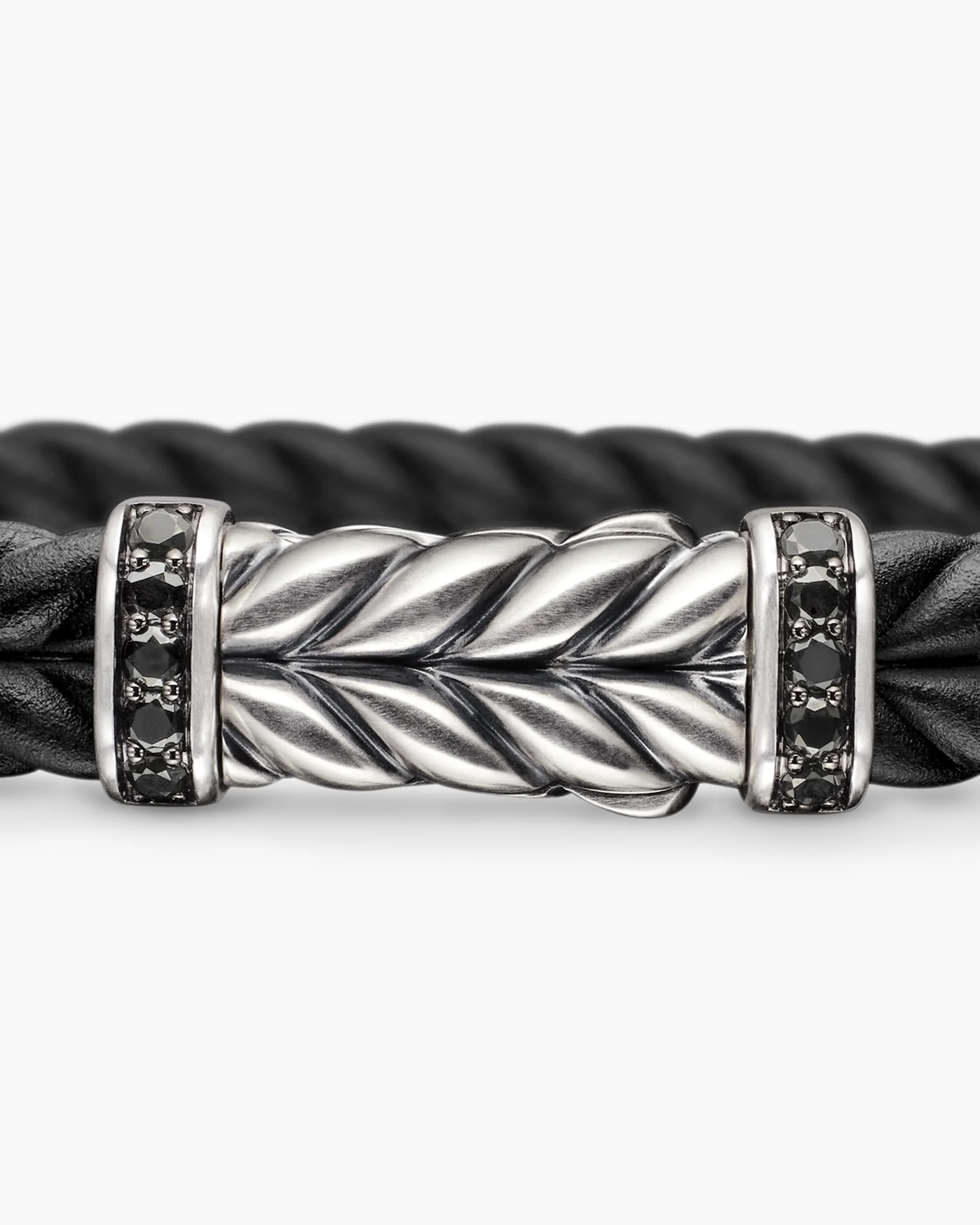 Chevron Bracelet in Black Rubber with 18K Yellow Gold and Diamonds, 9mm 60 Chevron Bracelet in Black Rubber with 18K Yellow Gold and Diamonds, 9mm