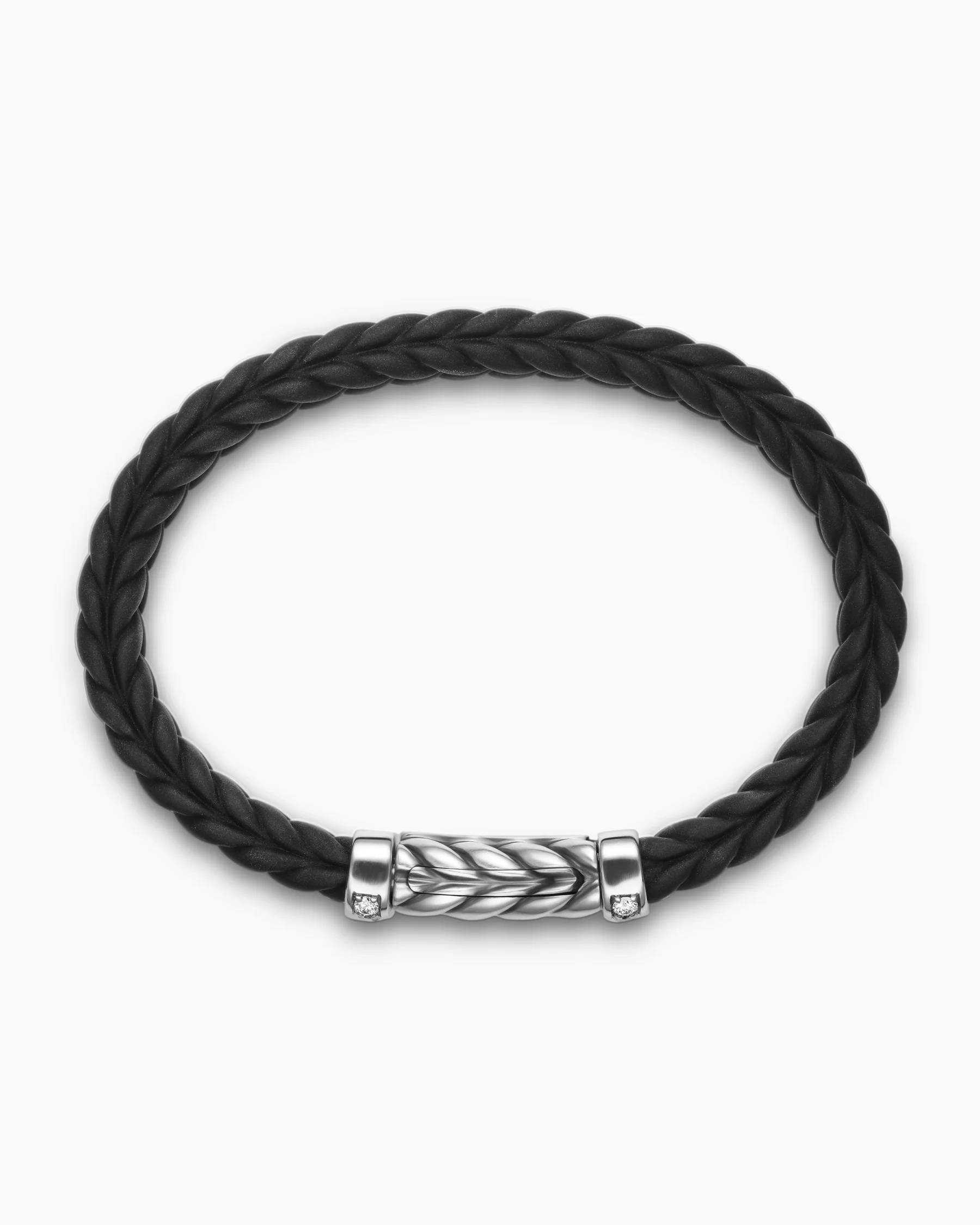 Chevron Bracelet in Black Rubber with 18K Yellow Gold and Diamonds, 9mm 77 Chevron Bracelet in Black Rubber with 18K Yellow Gold and Diamonds, 9mm