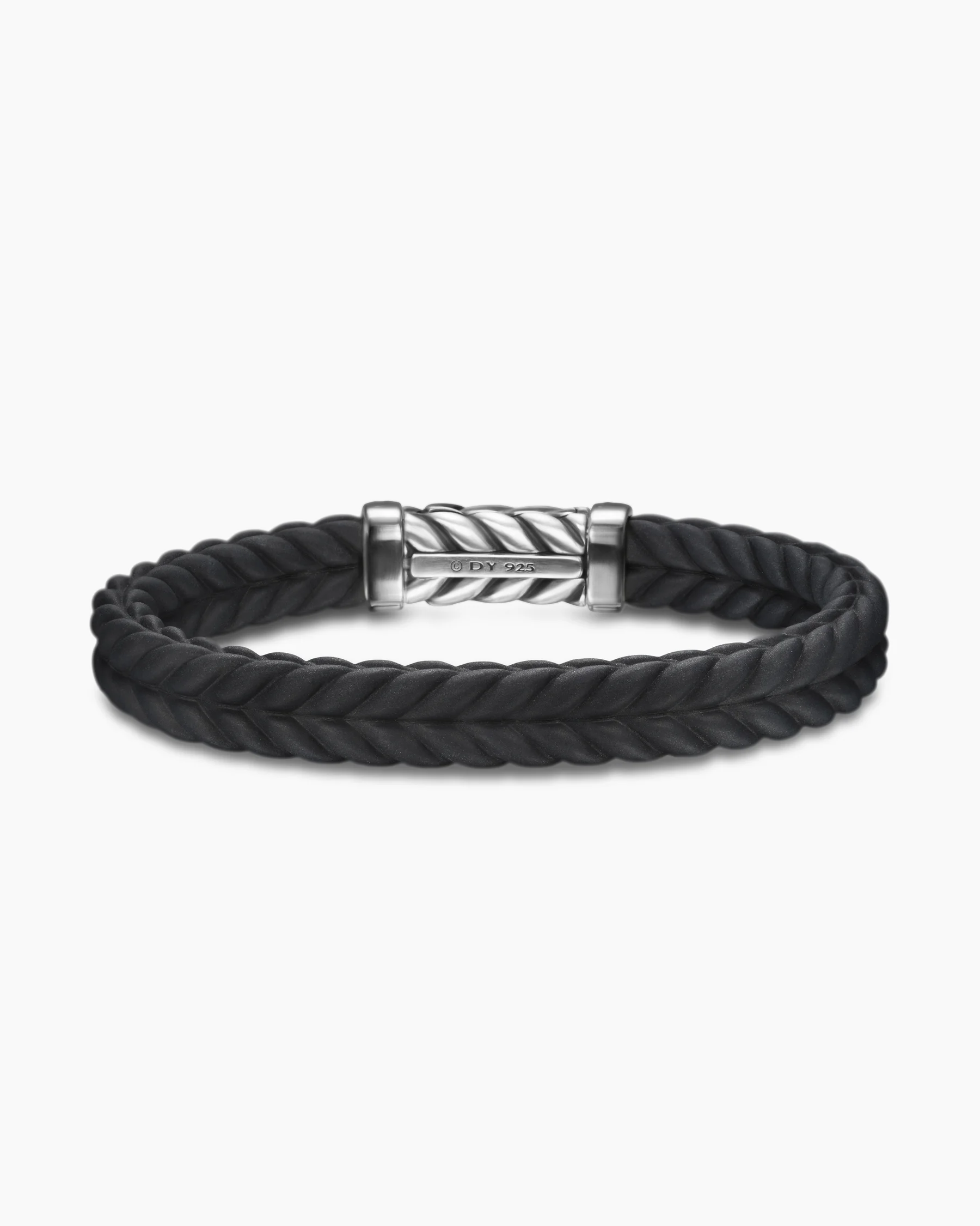 Chevron Bracelet in Black Rubber with 18K Yellow Gold and Diamonds, 9mm 78 Chevron Bracelet in Black Rubber with 18K Yellow Gold and Diamonds, 9mm