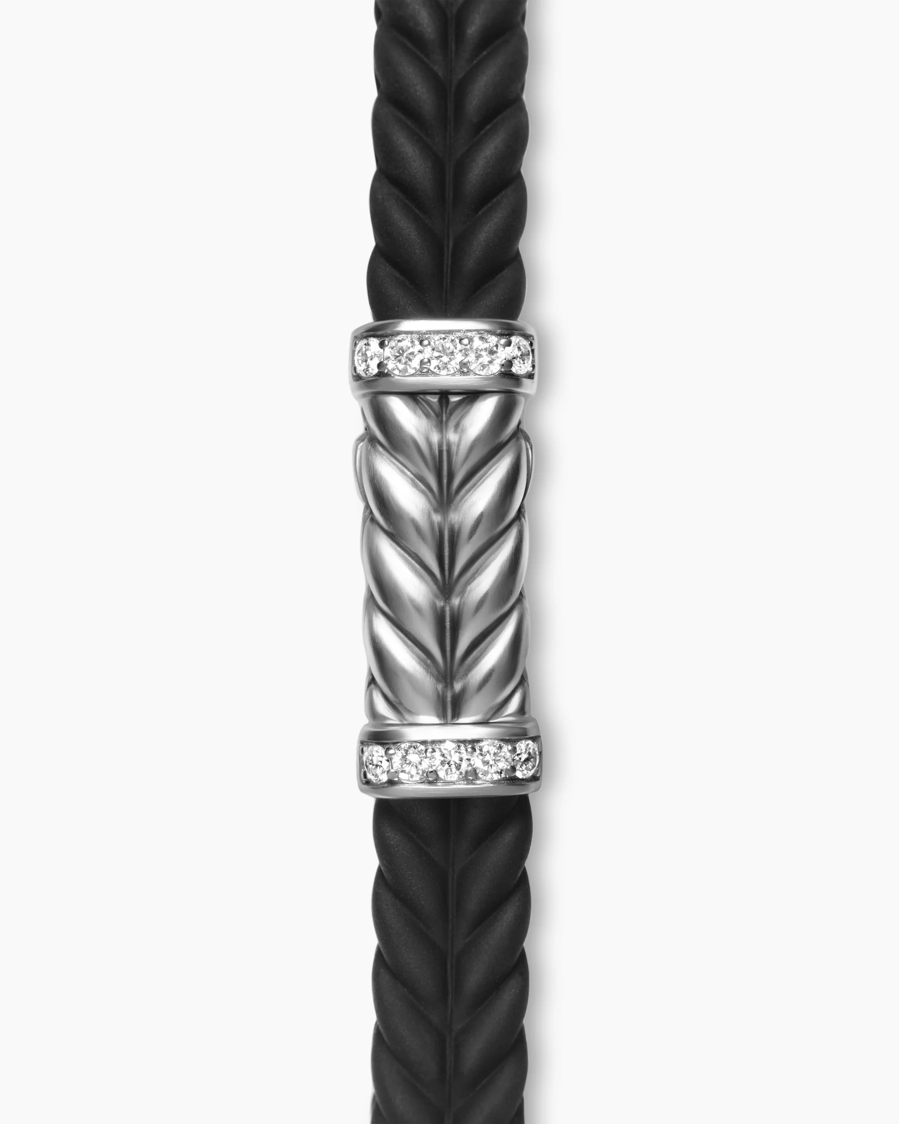 Chevron Bracelet in Black Rubber with 18K Yellow Gold and Diamonds, 9mm 79 Chevron Bracelet in Black Rubber with 18K Yellow Gold and Diamonds, 9mm