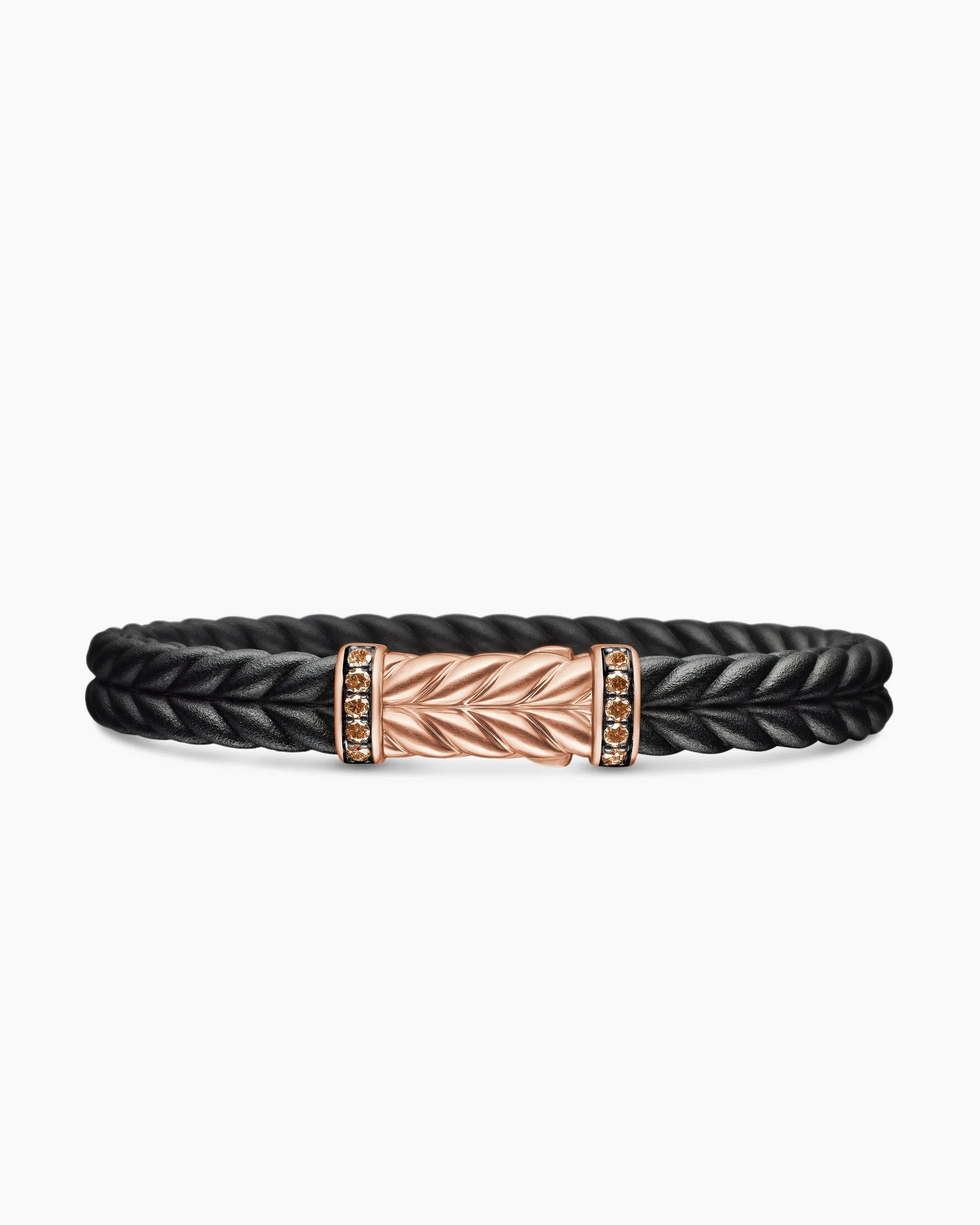 Chevron Bracelet in Black Rubber with 18K Yellow Gold and Diamonds, 9mm 8 Chevron Bracelet in Black Rubber with 18K Yellow Gold and Diamonds, 9mm