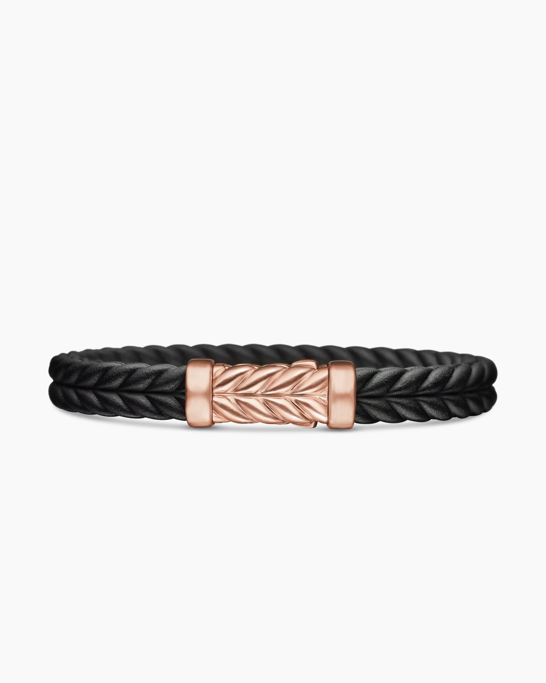 Chevron Bracelet in Black Rubber with Black Diamonds and Sterling Silver, 9mm