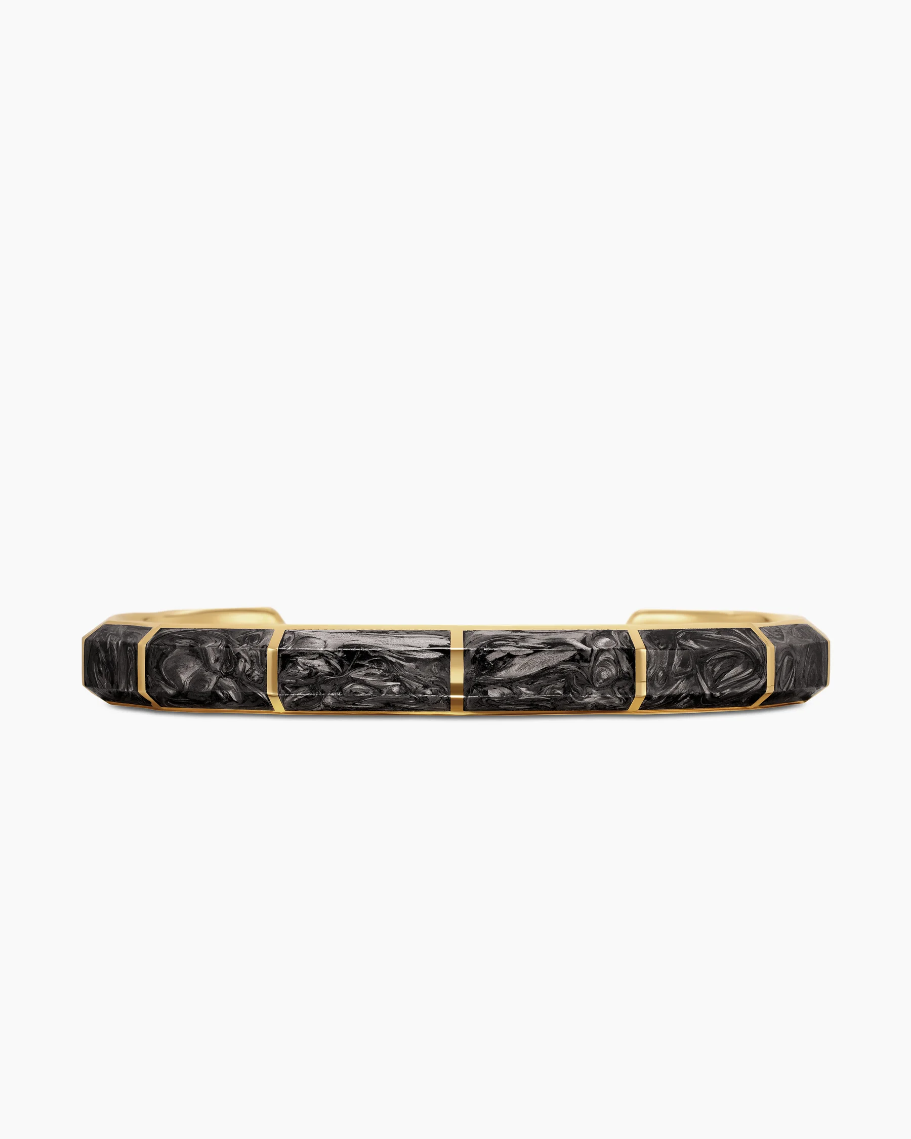 Forged Carbon Faceted Cuff Bracelet in 18K Yellow Gold, 8.5mm