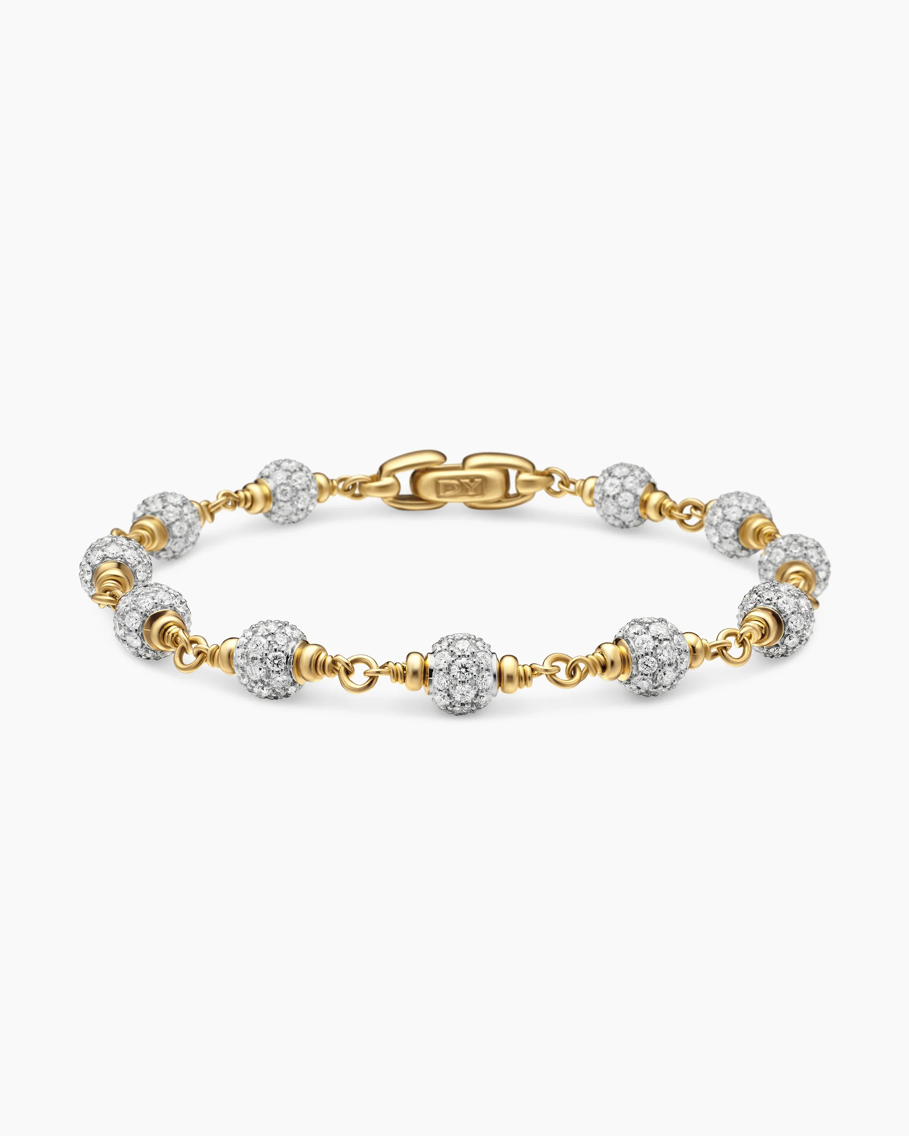Spiritual Beads Bracelet in Sterling Silver with Black Onyx and Black Diamonds, 6mm