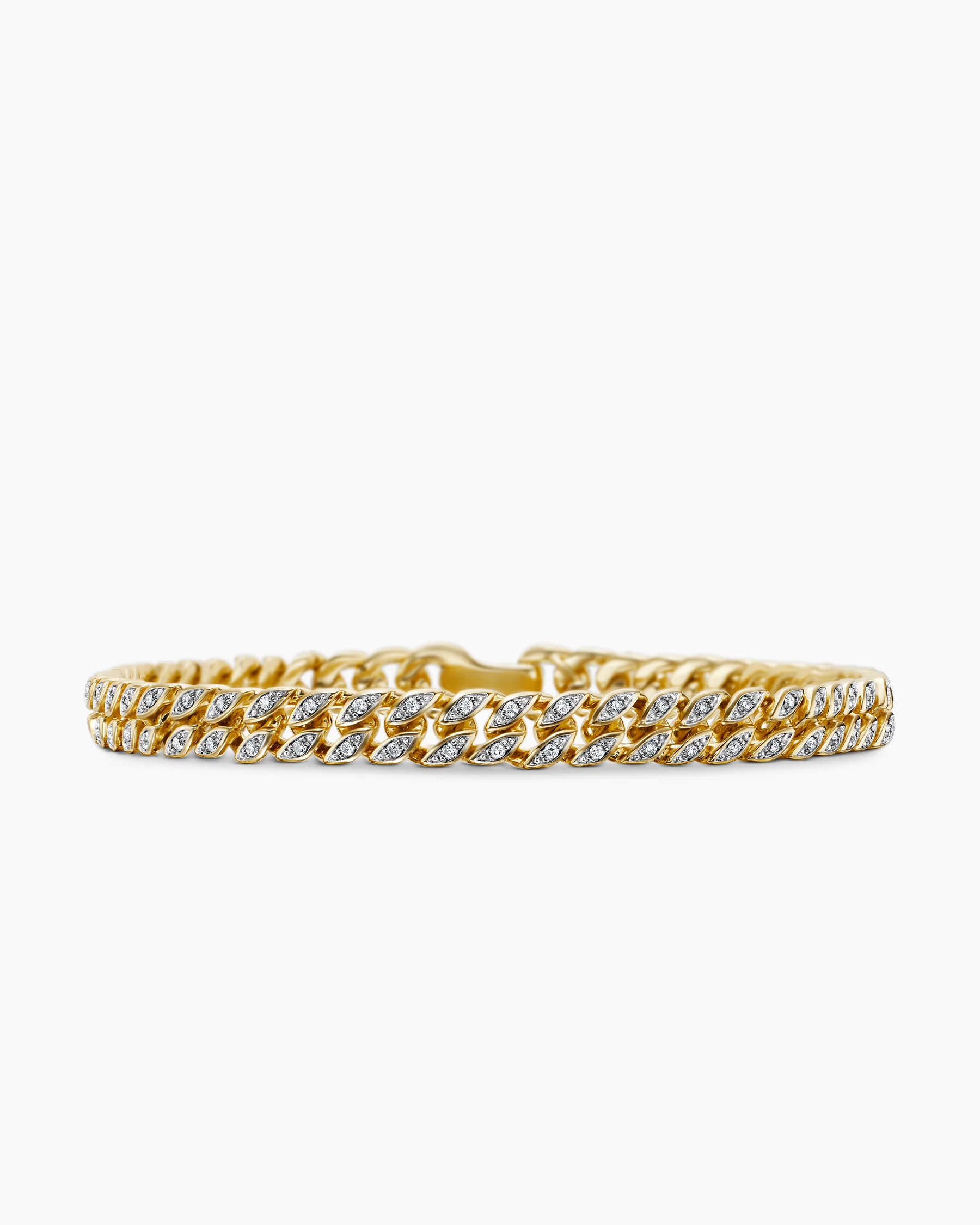 Curb Chain Bracelet in 18K Rose Gold with Cognac Diamonds, 6mm 1 Curb Chain Bracelet in 18K Rose Gold with Cognac Diamonds, 6mm