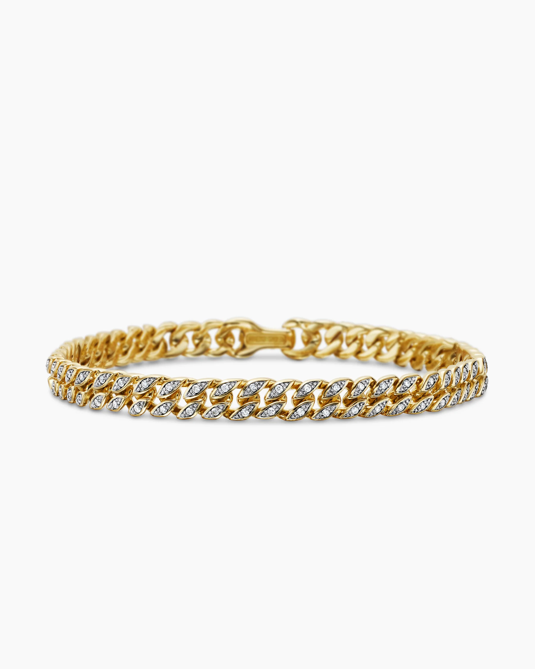 Curb Chain Bracelet in 18K Rose Gold with Cognac Diamonds, 6mm 4 Curb Chain Bracelet in 18K Rose Gold with Cognac Diamonds, 6mm