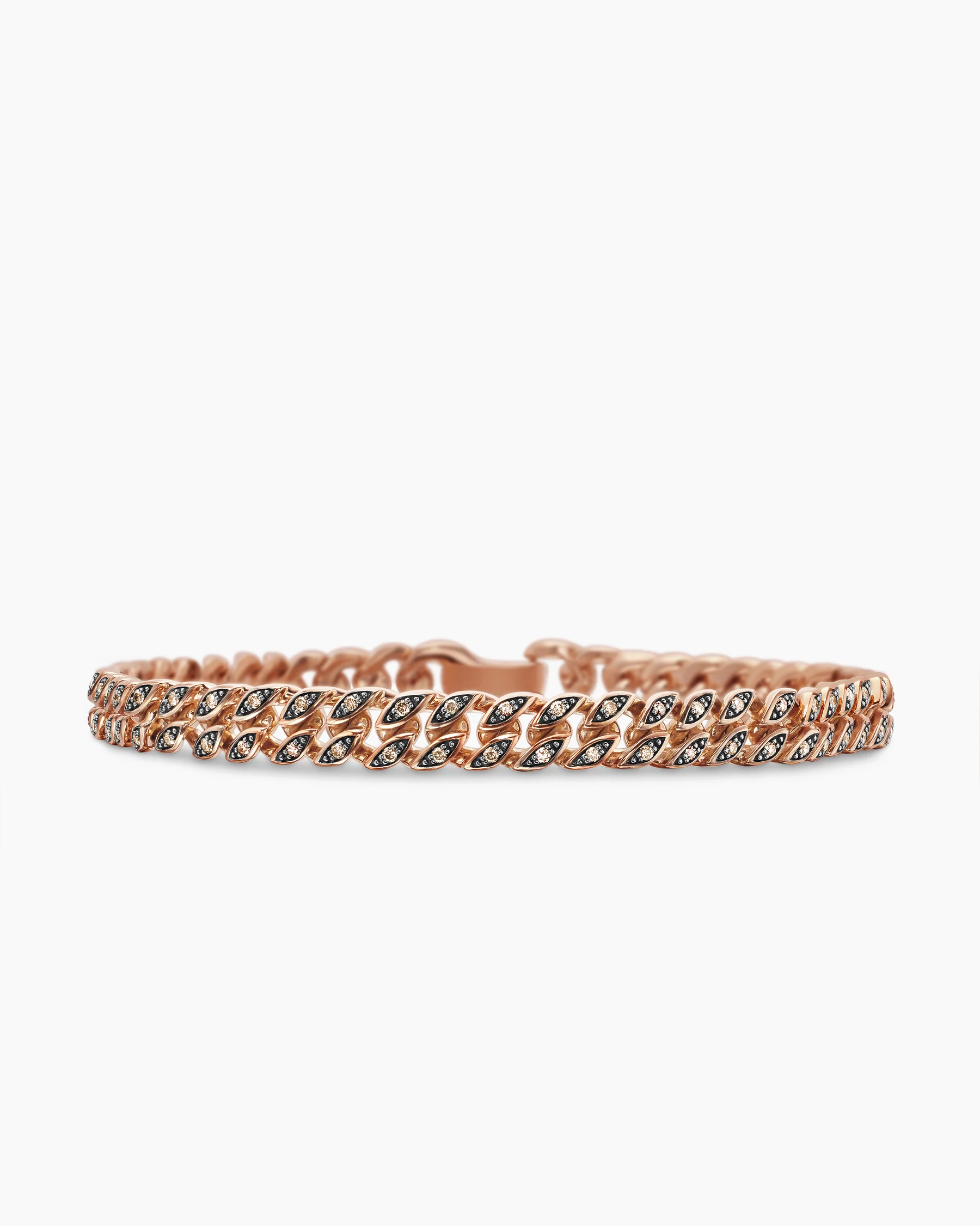 Curb Chain Bracelet in 18K Rose Gold with Cognac Diamonds, 6mm 46 Curb Chain Bracelet in 18K Rose Gold with Cognac Diamonds, 6mm