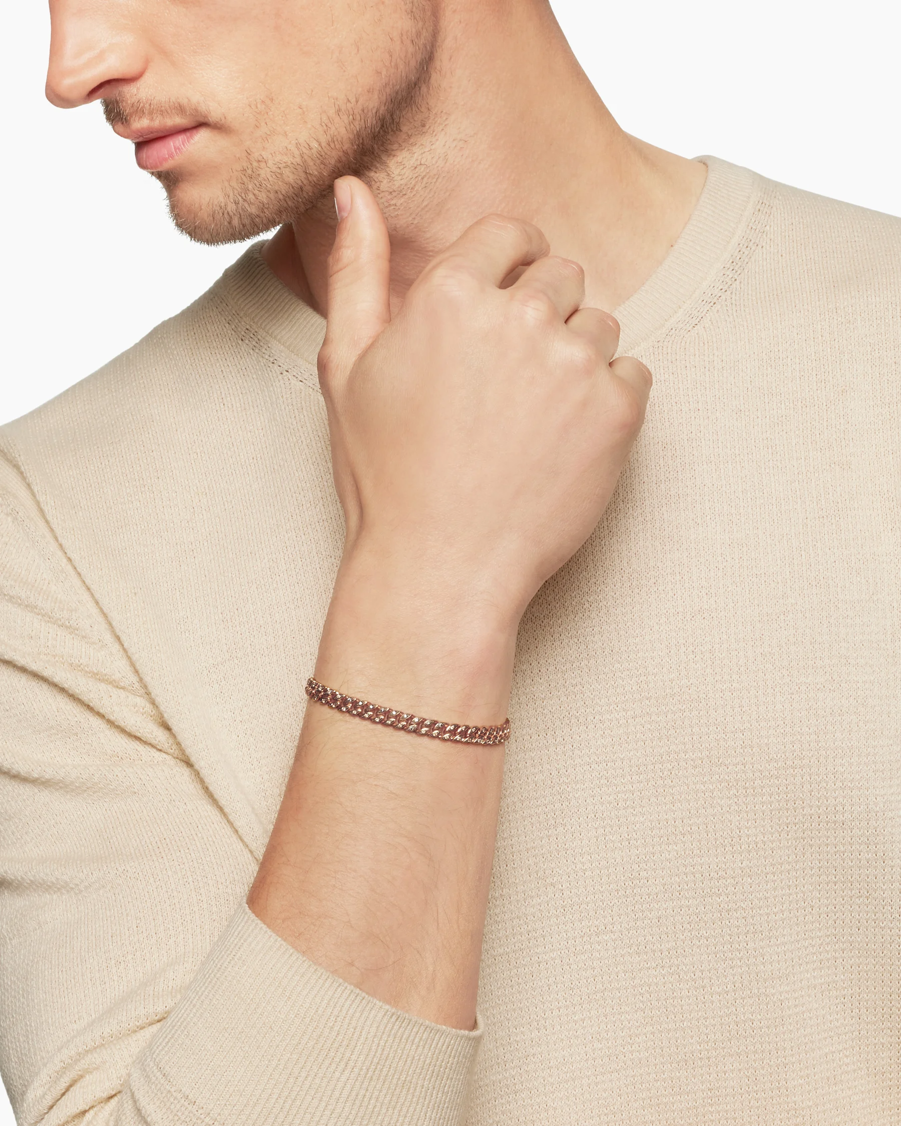 Curb Chain Bracelet in 18K Rose Gold with Cognac Diamonds, 6mm 47 Curb Chain Bracelet in 18K Rose Gold with Cognac Diamonds, 6mm