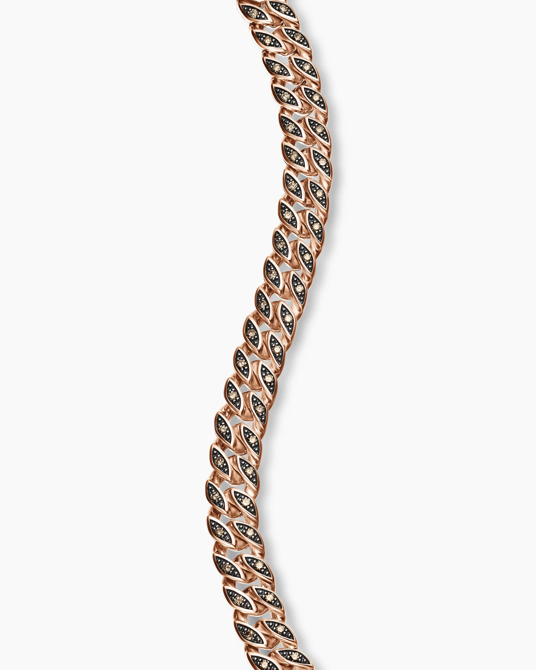 Curb Chain Bracelet in 18K Rose Gold with Cognac Diamonds, 6mm 50 Curb Chain Bracelet in 18K Rose Gold with Cognac Diamonds, 6mm
