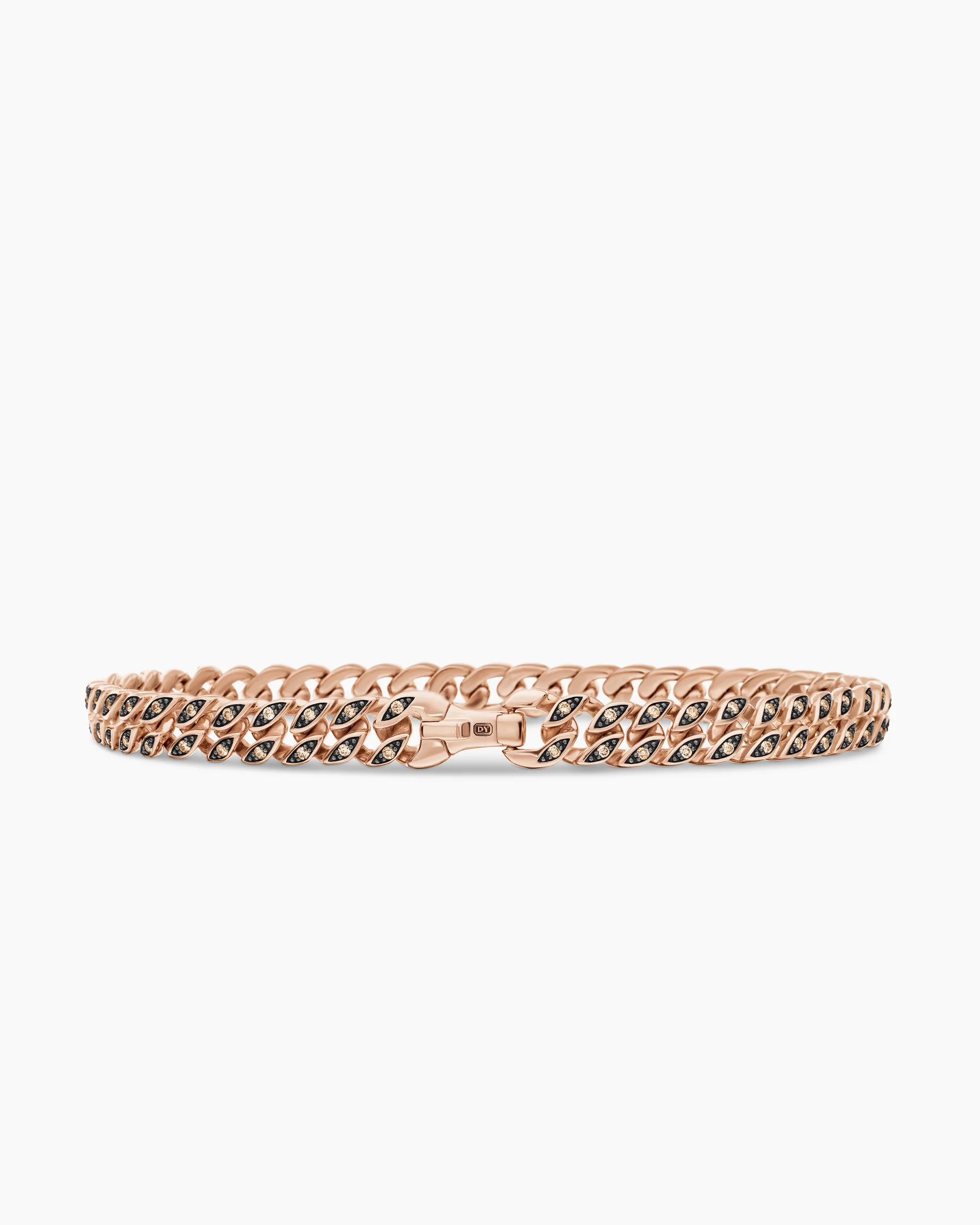 Curb Chain Bracelet in 18K Rose Gold with Cognac Diamonds, 6mm 51 Curb Chain Bracelet in 18K Rose Gold with Cognac Diamonds, 6mm