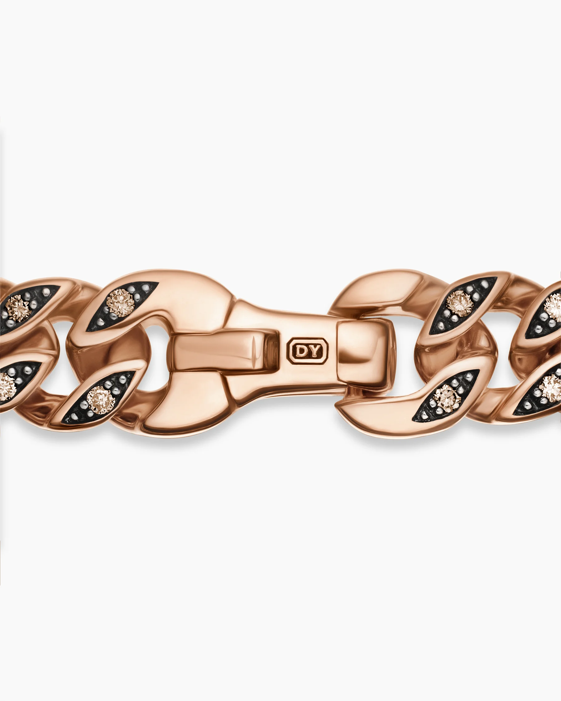 Curb Chain Bracelet in 18K Rose Gold with Cognac Diamonds, 6mm 52 Curb Chain Bracelet in 18K Rose Gold with Cognac Diamonds, 6mm