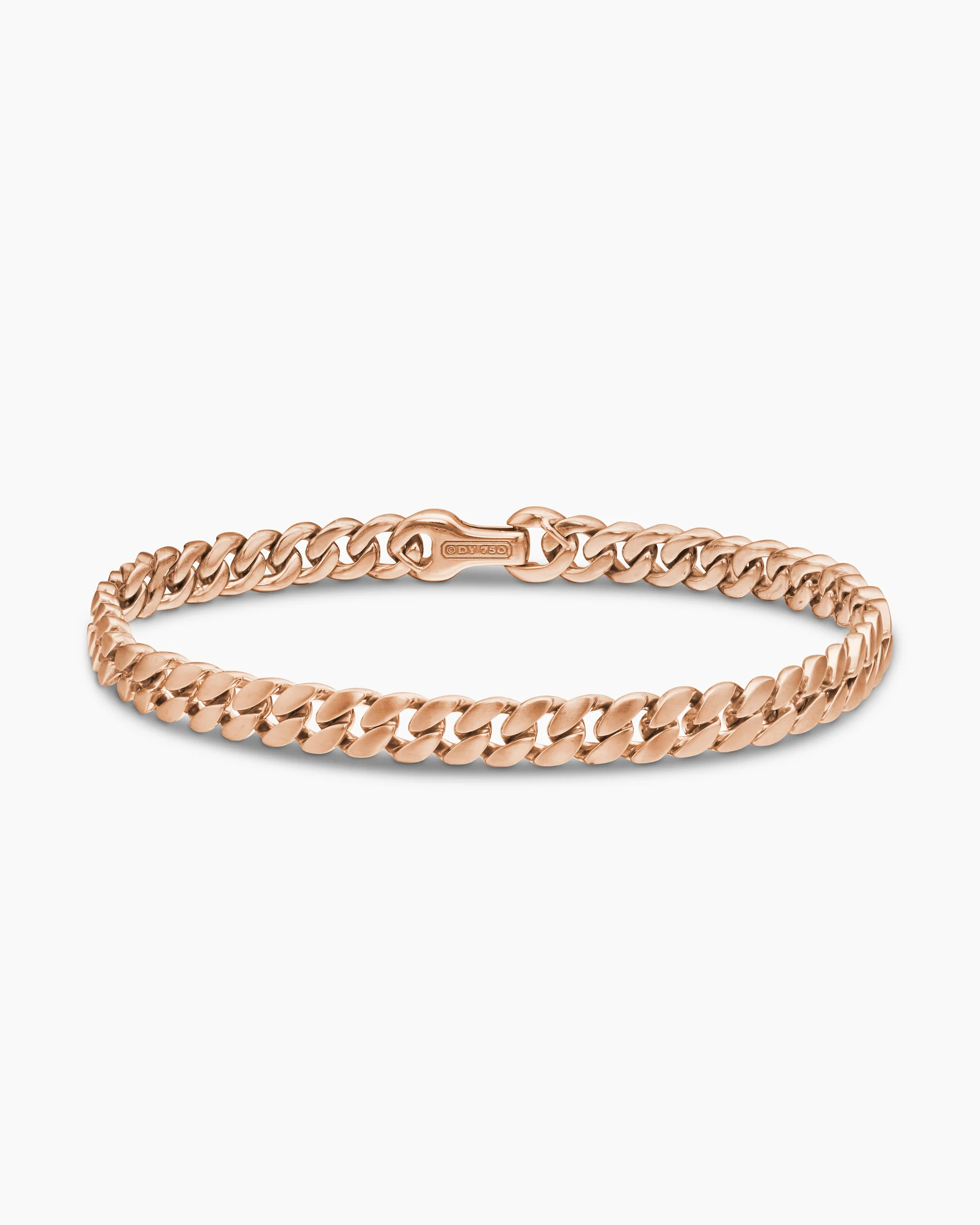 Curb Chain Bracelet in 18K Rose Gold with Cognac Diamonds, 6mm 58 Curb Chain Bracelet in 18K Rose Gold with Cognac Diamonds, 6mm