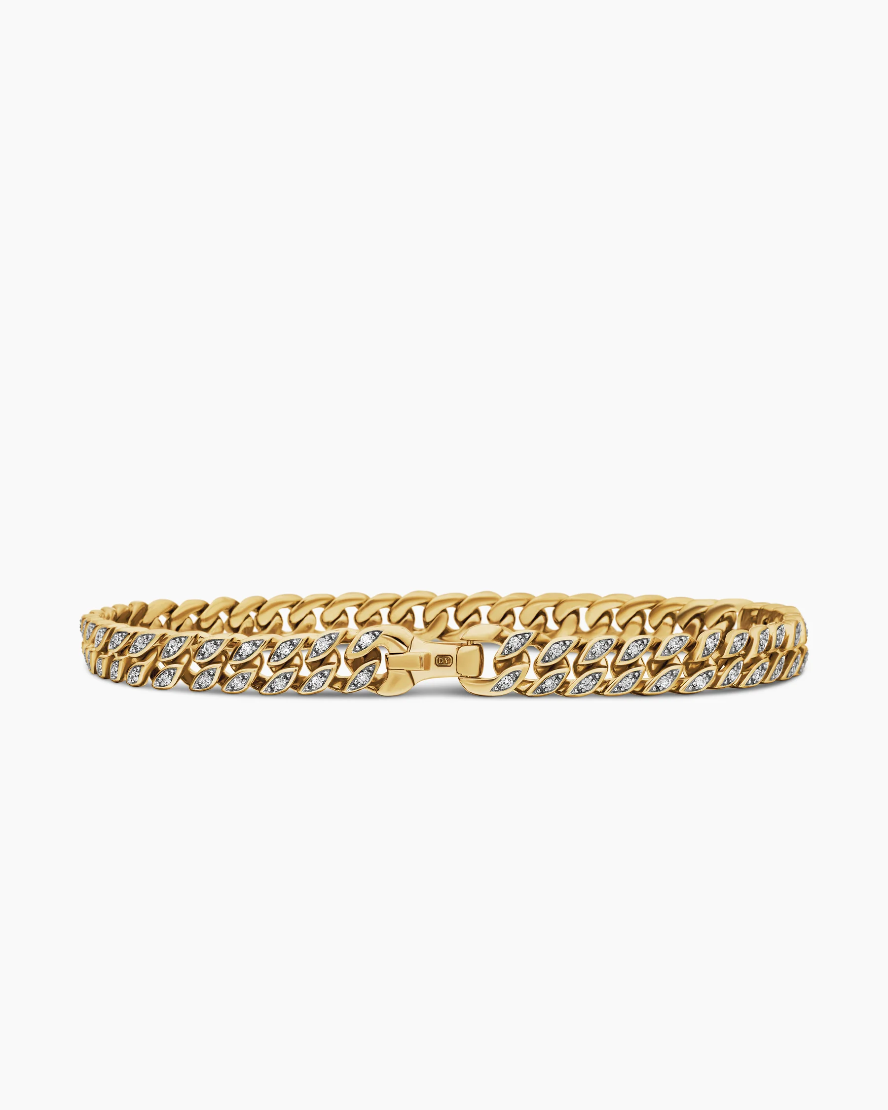 Curb Chain Bracelet in 18K Rose Gold with Cognac Diamonds, 6mm 6 Curb Chain Bracelet in 18K Rose Gold with Cognac Diamonds, 6mm