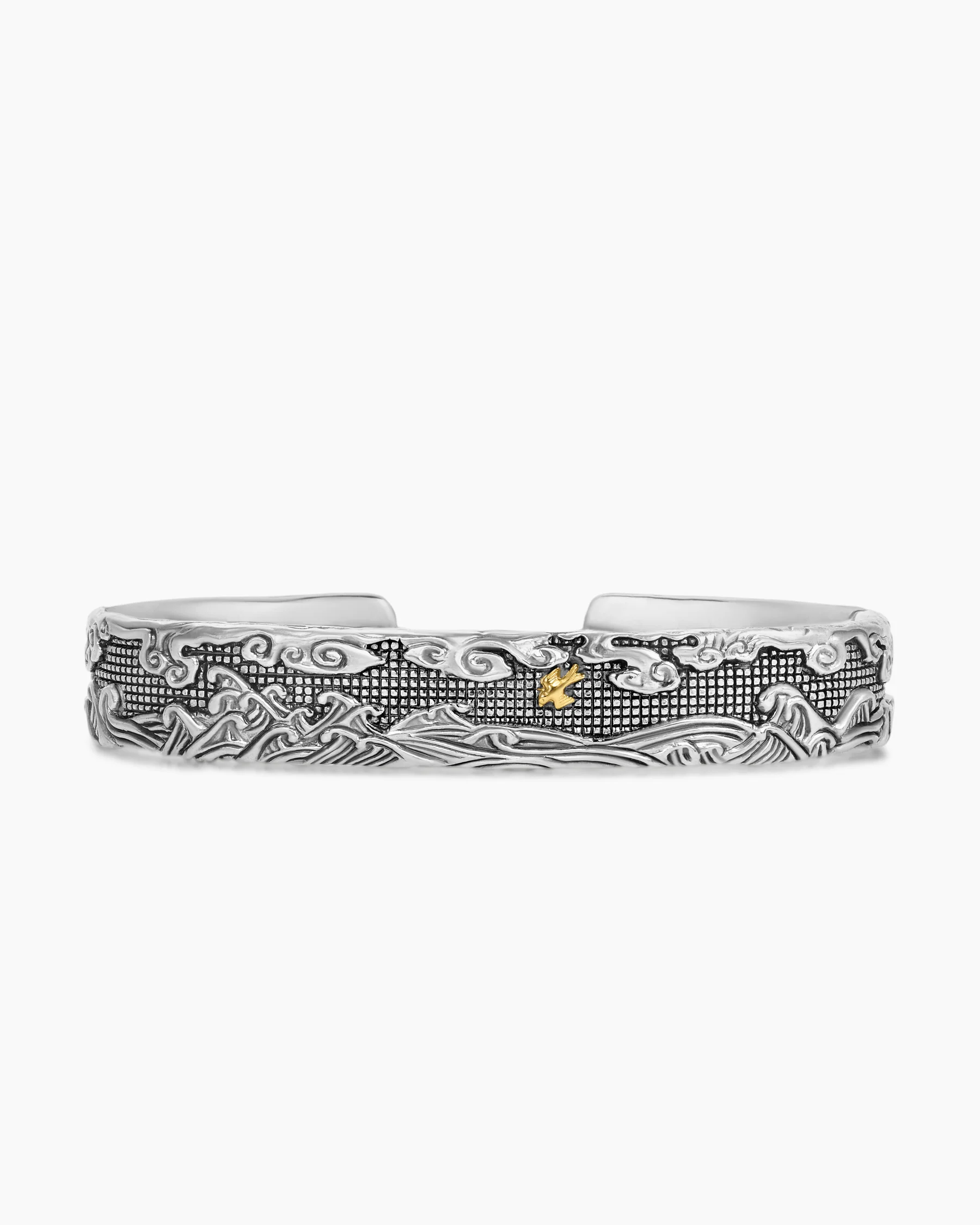 Waves Cuff Bracelet in 18K Yellow Gold, 12mm