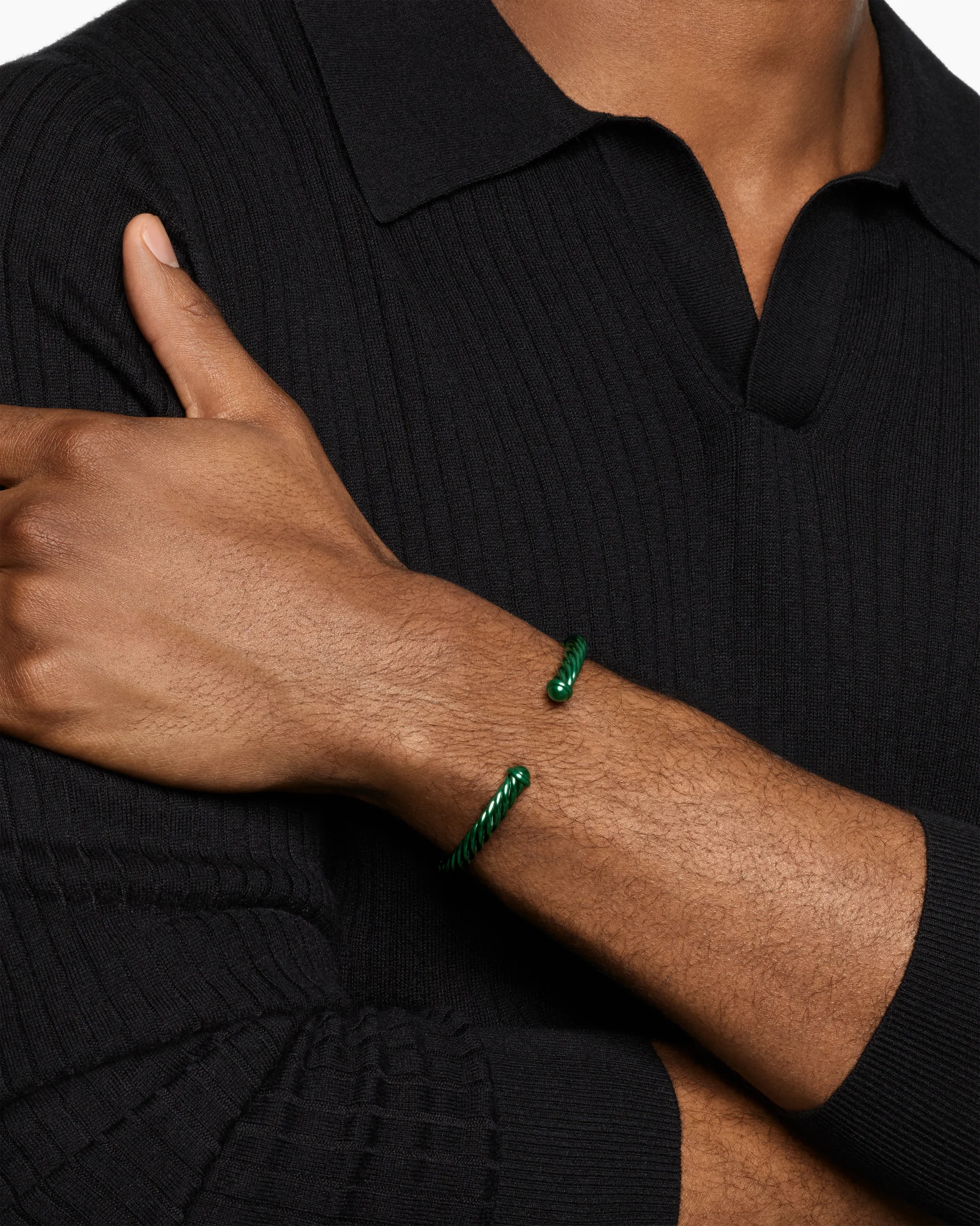 Cable Cuff Bracelet in Green Aluminum, 6mm 2 Cable Cuff Bracelet in Green Aluminum, 6mm