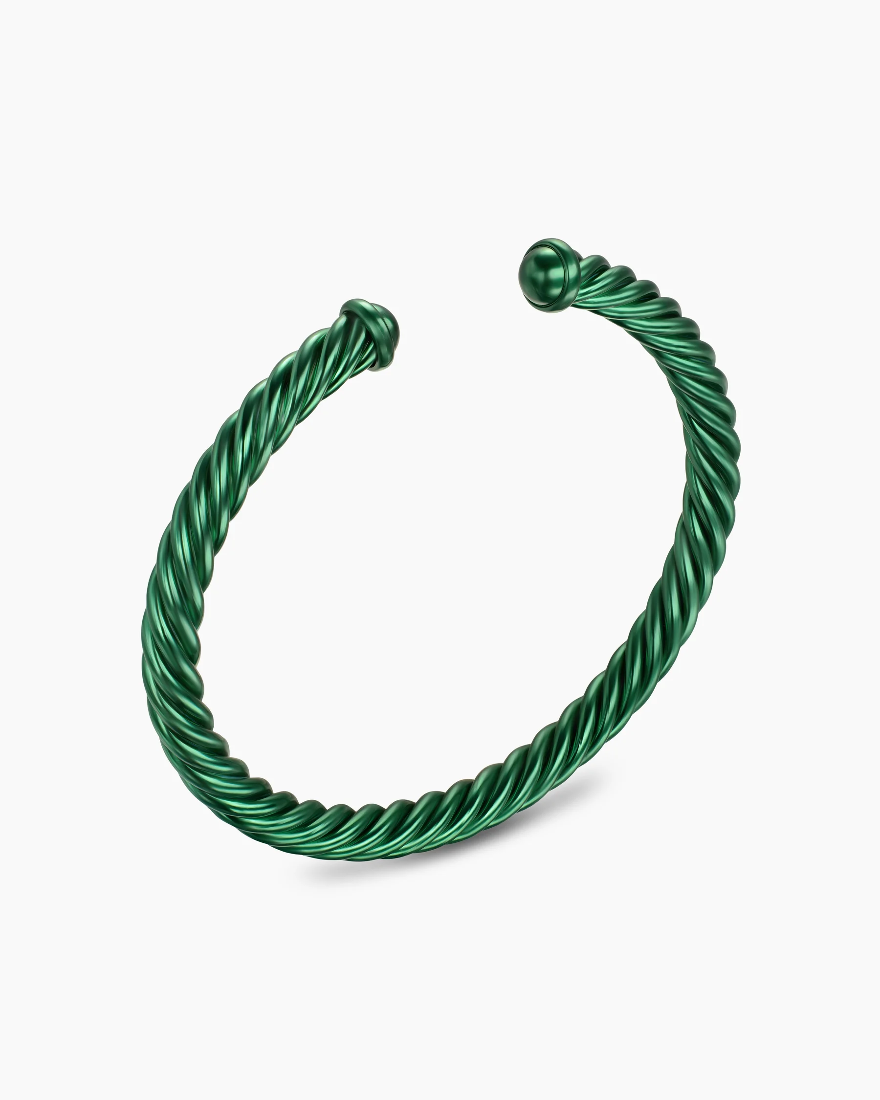 Cable Cuff Bracelet in Green Aluminum, 6mm 3 Cable Cuff Bracelet in Green Aluminum, 6mm