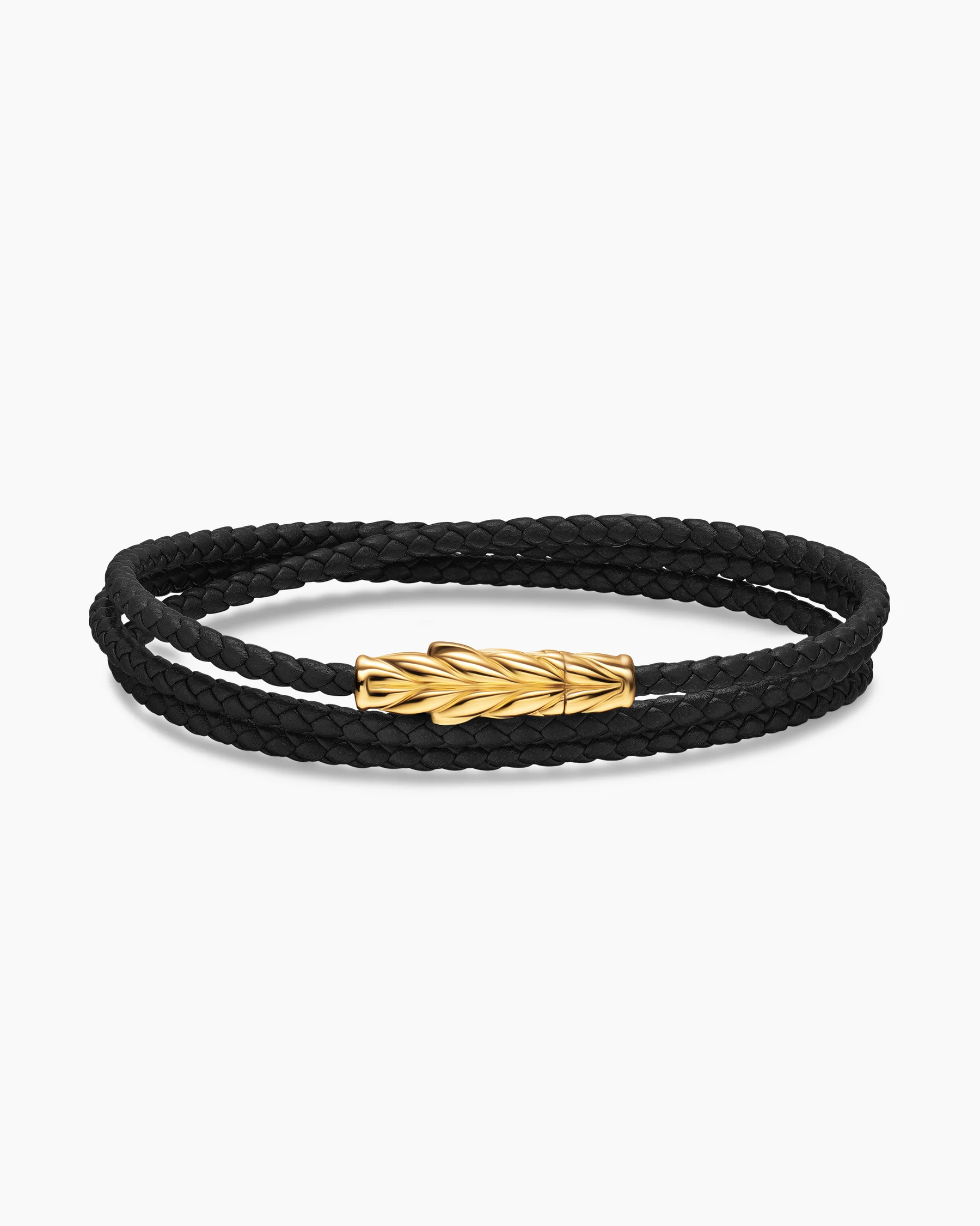 Chevron Triple Wrap Bracelet in Black Leather with Sterling Silver, 3mm