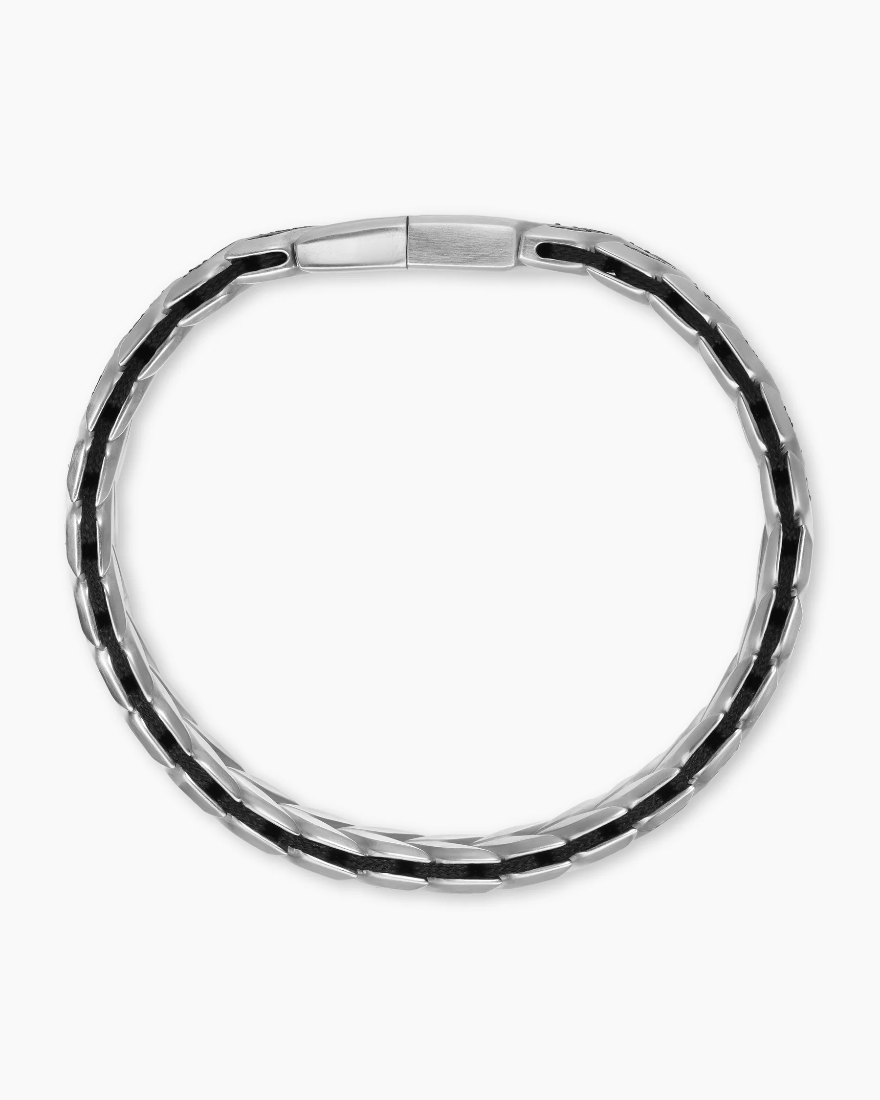 Chevron Woven Bracelet in Sterling Silver with Black Diamonds, 12mm 3 Chevron Woven Bracelet in Sterling Silver with Black Diamonds, 12mm