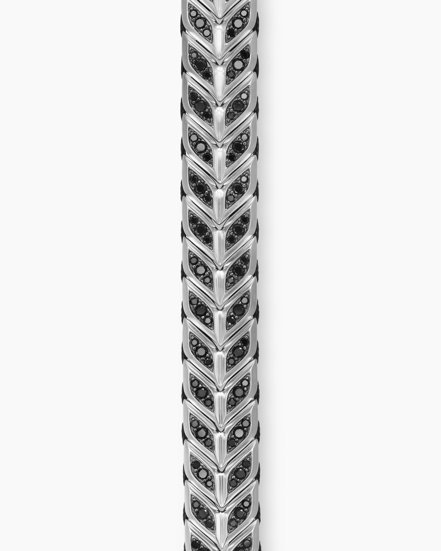 Chevron Woven Bracelet in Sterling Silver with Black Diamonds, 12mm 5 Chevron Woven Bracelet in Sterling Silver with Black Diamonds, 12mm