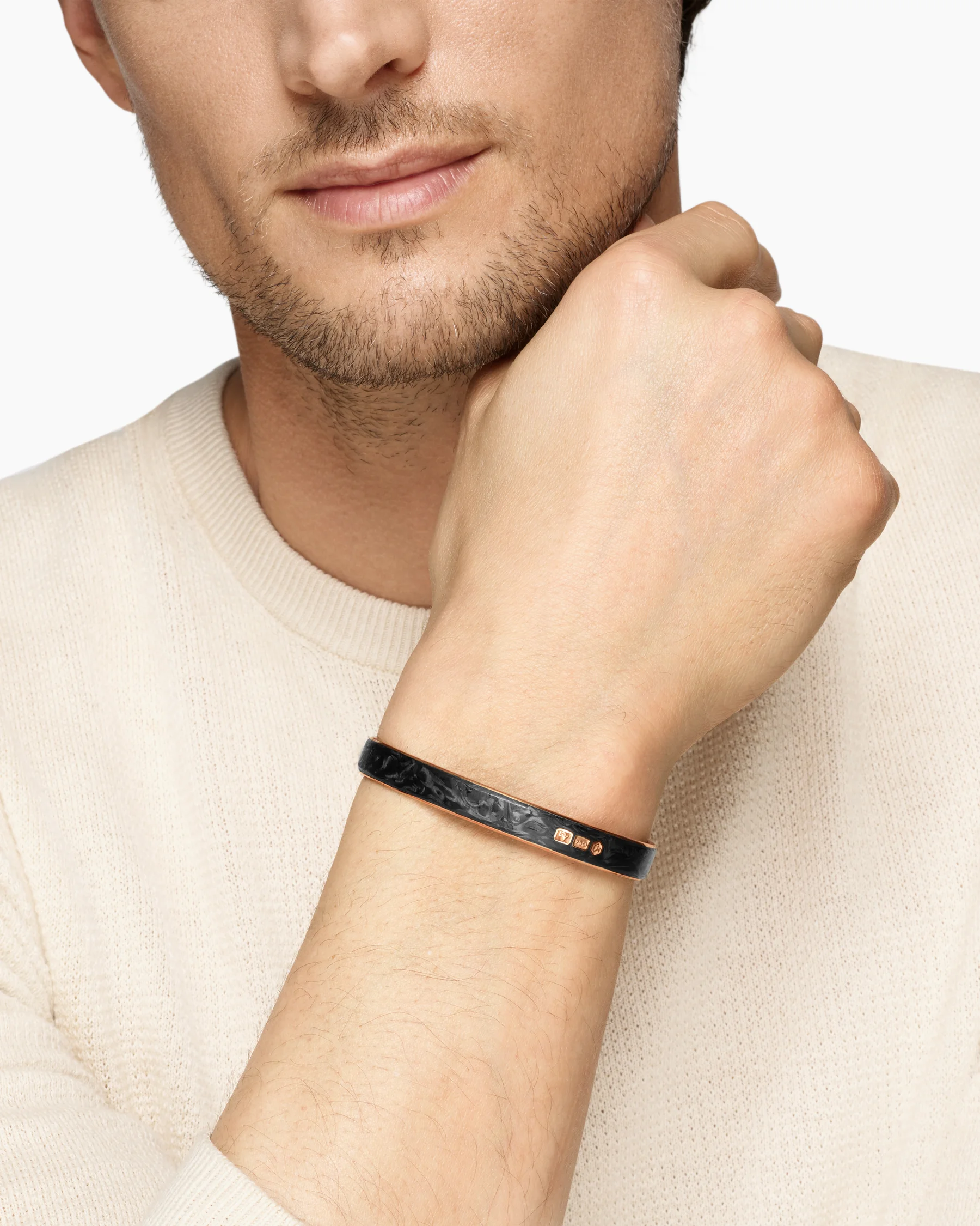 Streamline® Cuff Bracelet in 18K Rose Gold with Forged Carbon, 9mm 6 Streamline® Cuff Bracelet in 18K Rose Gold with Forged Carbon, 9mm