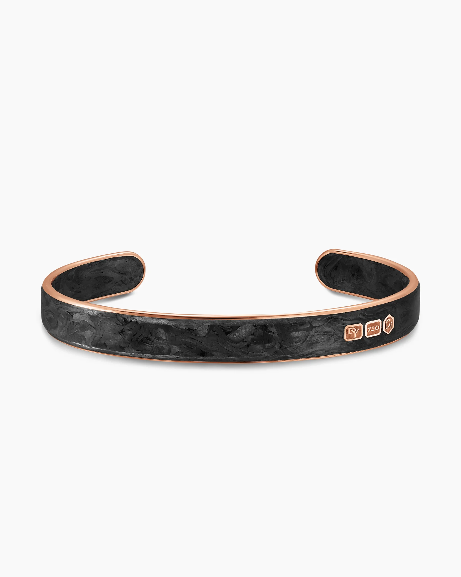 Streamline® Cuff Bracelet in 18K Rose Gold with Forged Carbon, 9mm 8 Streamline® Cuff Bracelet in 18K Rose Gold with Forged Carbon, 9mm
