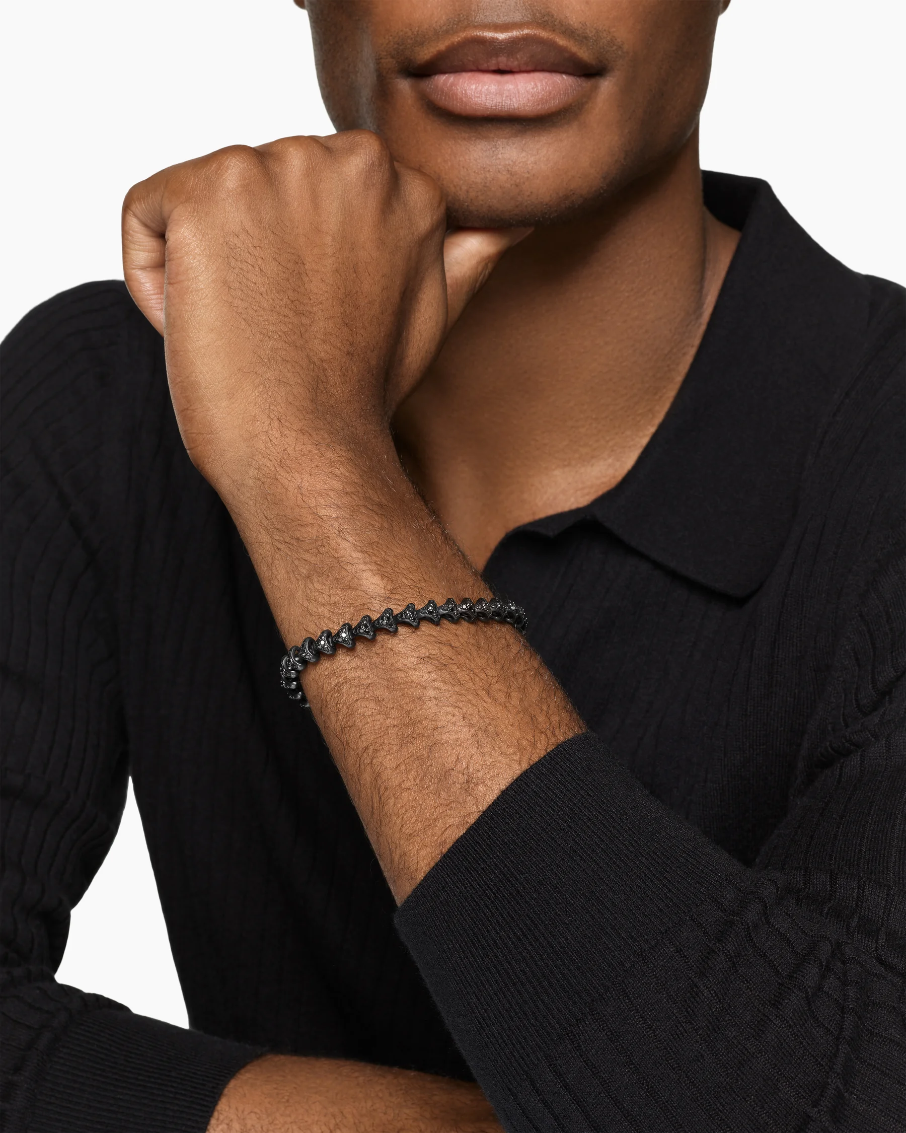 Armory® Link Bracelet in Sterling Silver with Black Diamonds, 7.5mm