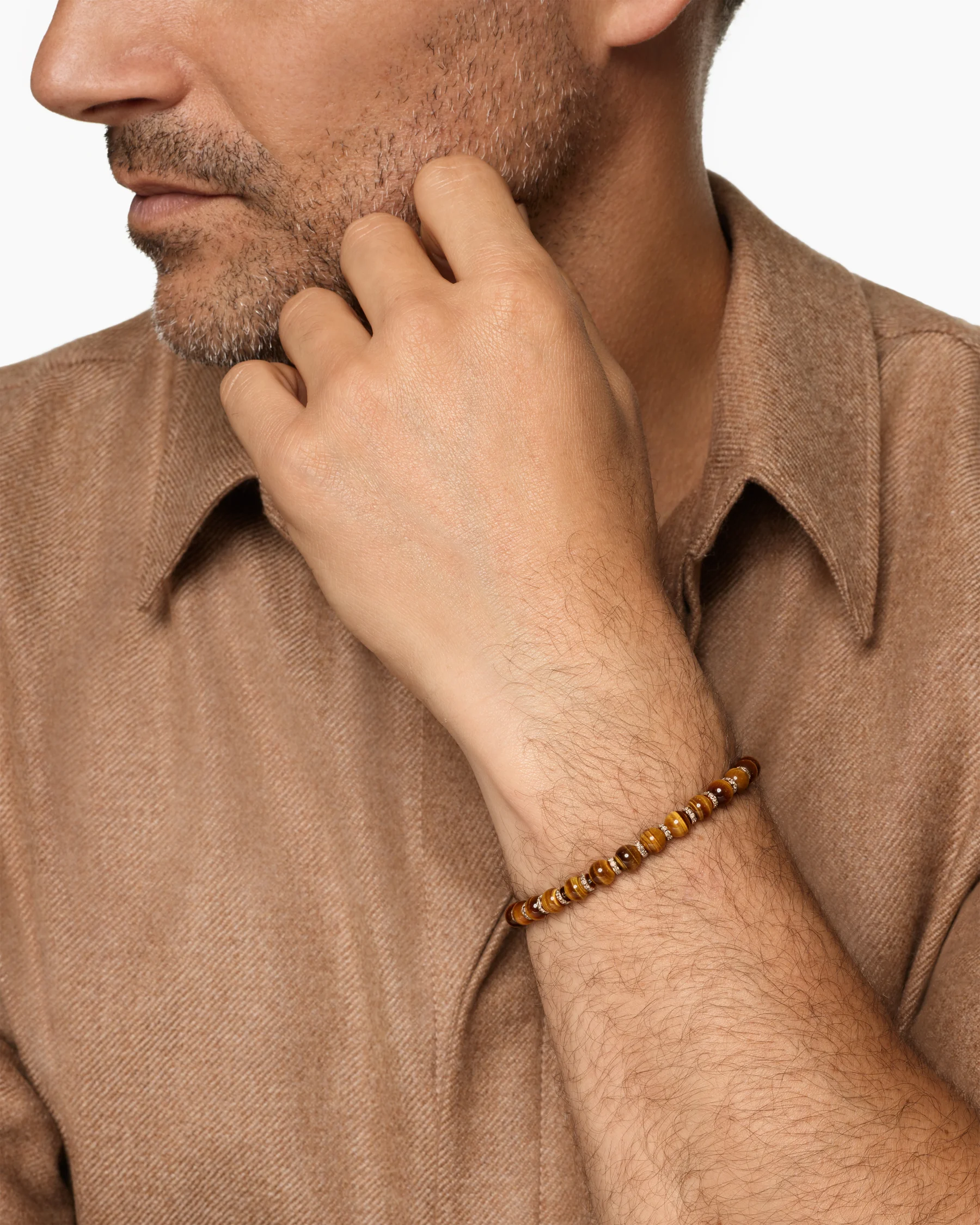 Spiritual Beads Bracelet in 18K Yellow Gold with Bloodstone and Diamonds, 6mm 12 Spiritual Beads Bracelet in 18K Yellow Gold with Bloodstone and Diamonds, 6mm