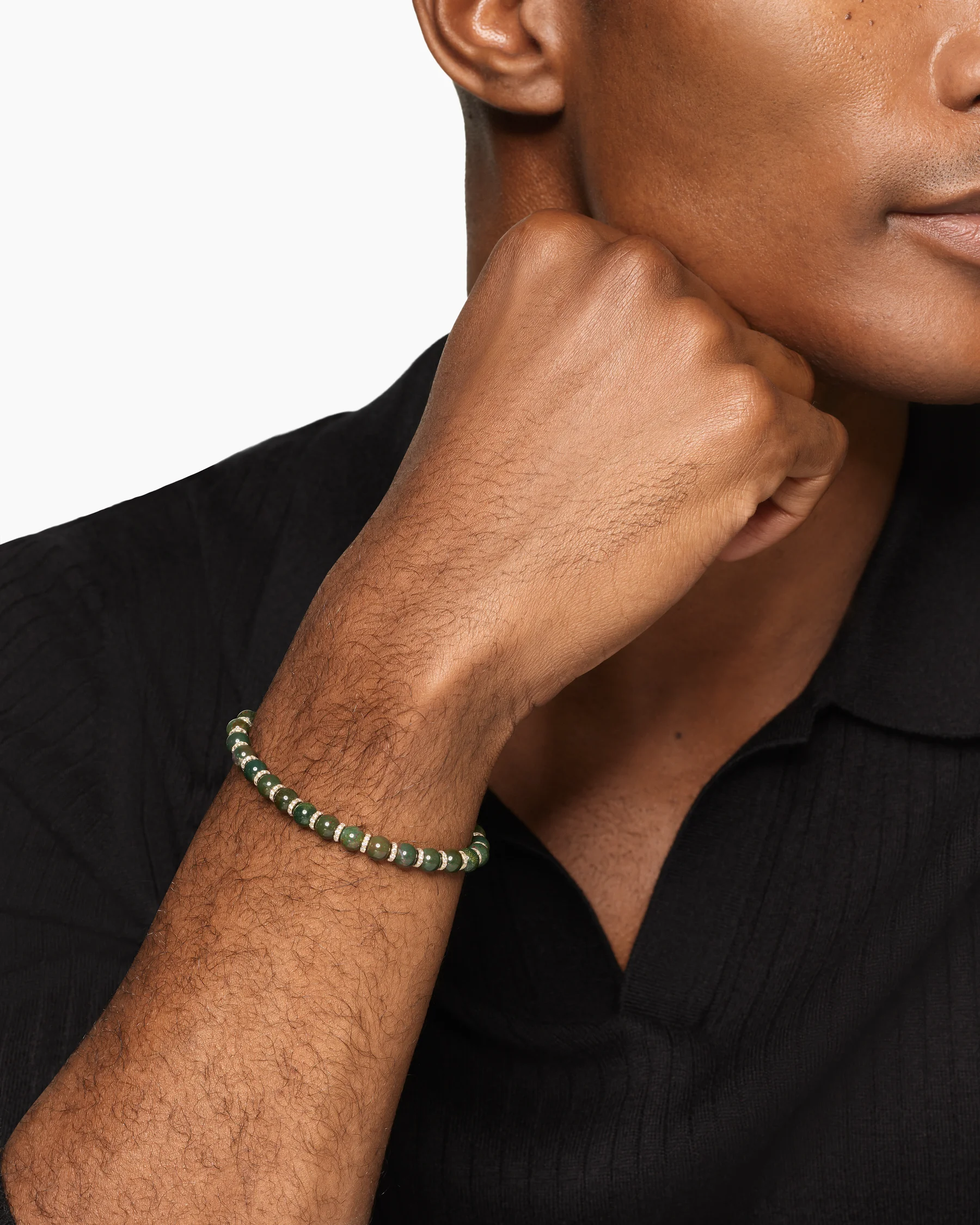 Spiritual Beads Bracelet in 18K Yellow Gold with Bloodstone and Diamonds, 6mm 7 Spiritual Beads Bracelet in 18K Yellow Gold with Bloodstone and Diamonds, 6mm