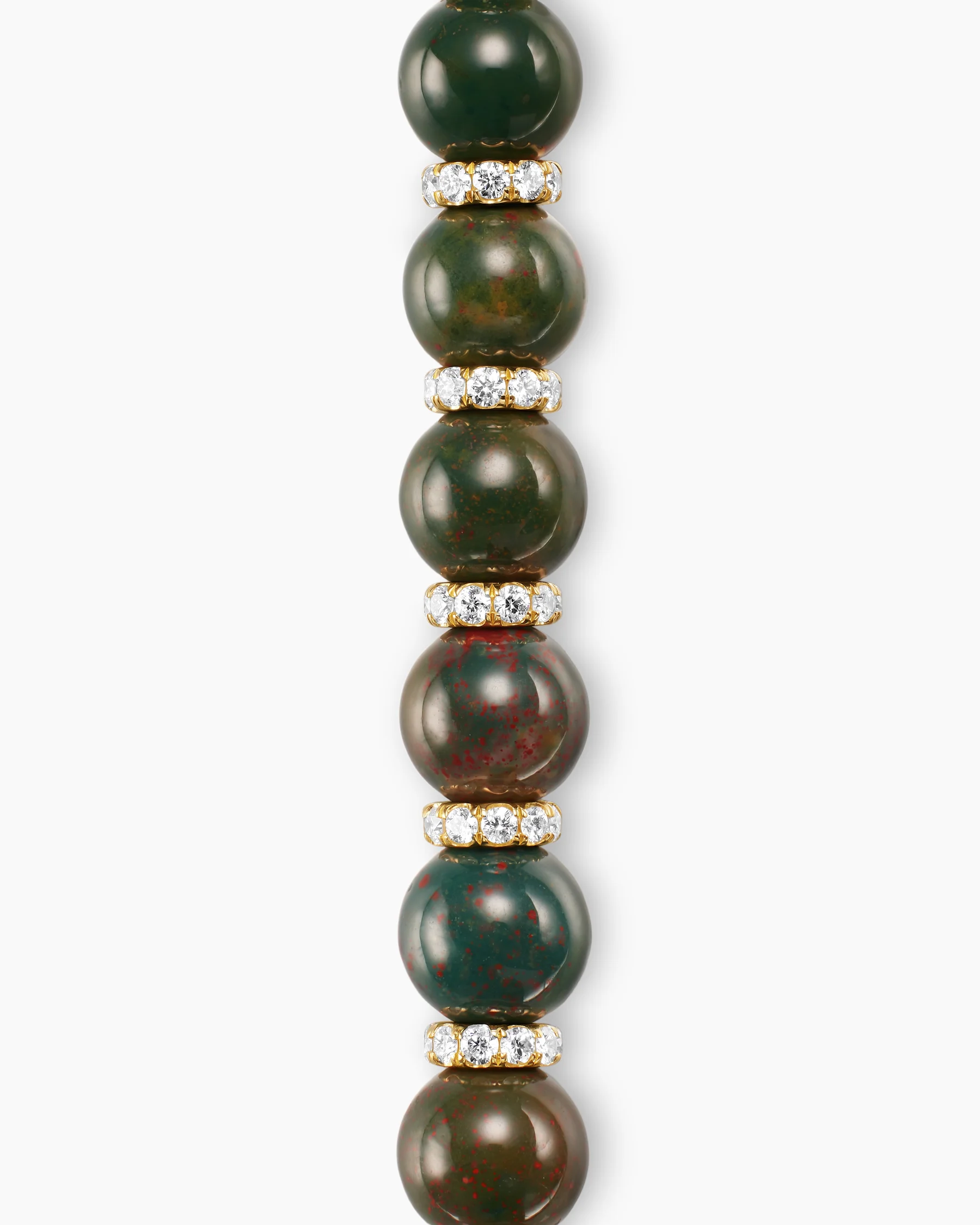 Spiritual Beads Bracelet in 18K Yellow Gold with Bloodstone and Diamonds, 6mm 9 Spiritual Beads Bracelet in 18K Yellow Gold with Bloodstone and Diamonds, 6mm