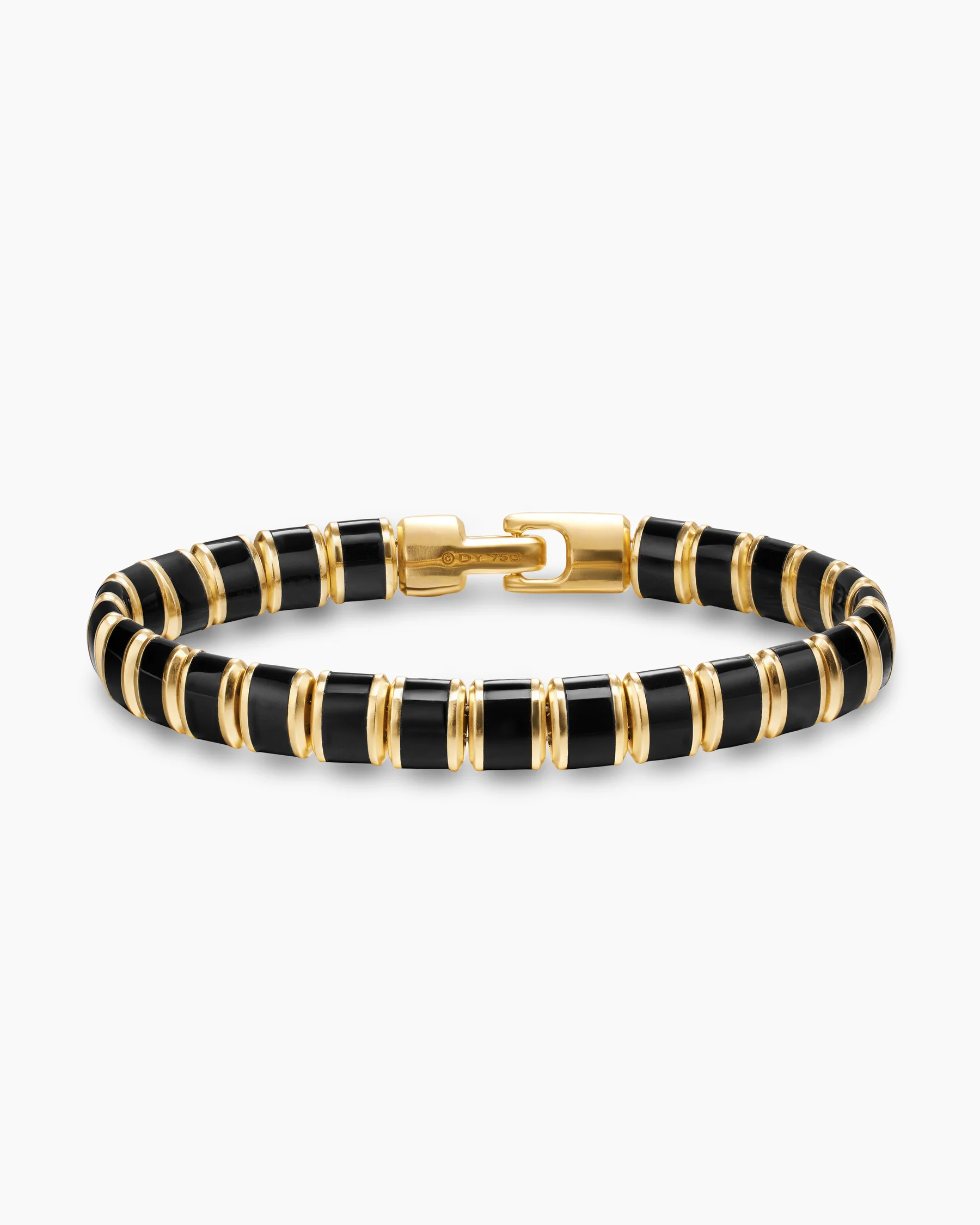 Spiritual Beads Flat Bead Bracelet in 18K Yellow Gold with Black Onyx, 8mm 6 Spiritual Beads Flat Bead Bracelet in 18K Yellow Gold with Black Onyx, 8mm