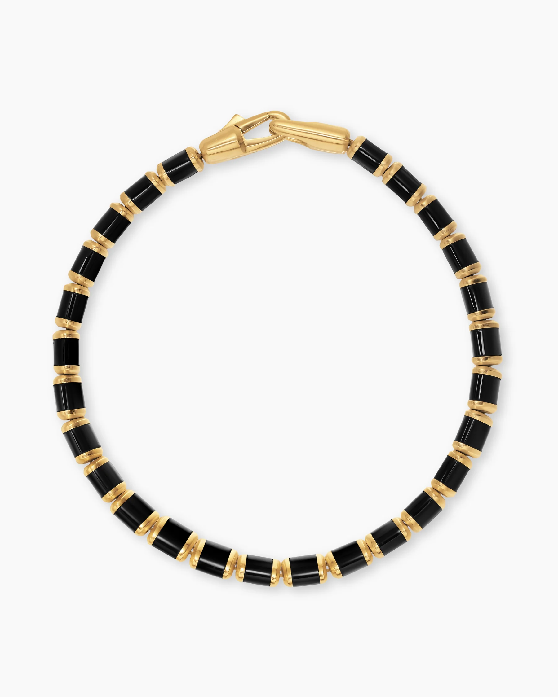 Spiritual Beads Flat Bead Bracelet in 18K Yellow Gold with Black Onyx, 8mm 7 Spiritual Beads Flat Bead Bracelet in 18K Yellow Gold with Black Onyx, 8mm