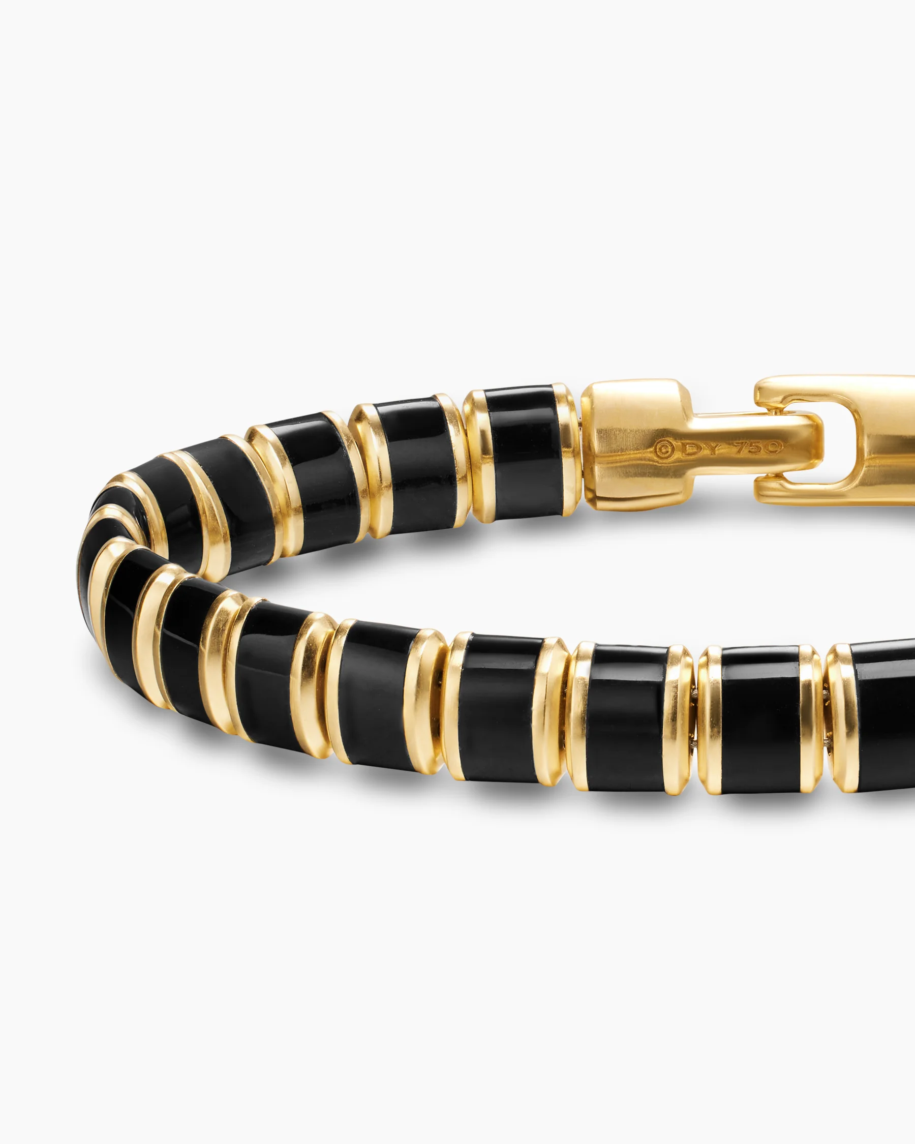 Spiritual Beads Flat Bead Bracelet in 18K Yellow Gold with Black Onyx, 8mm 9 Spiritual Beads Flat Bead Bracelet in 18K Yellow Gold with Black Onyx, 8mm