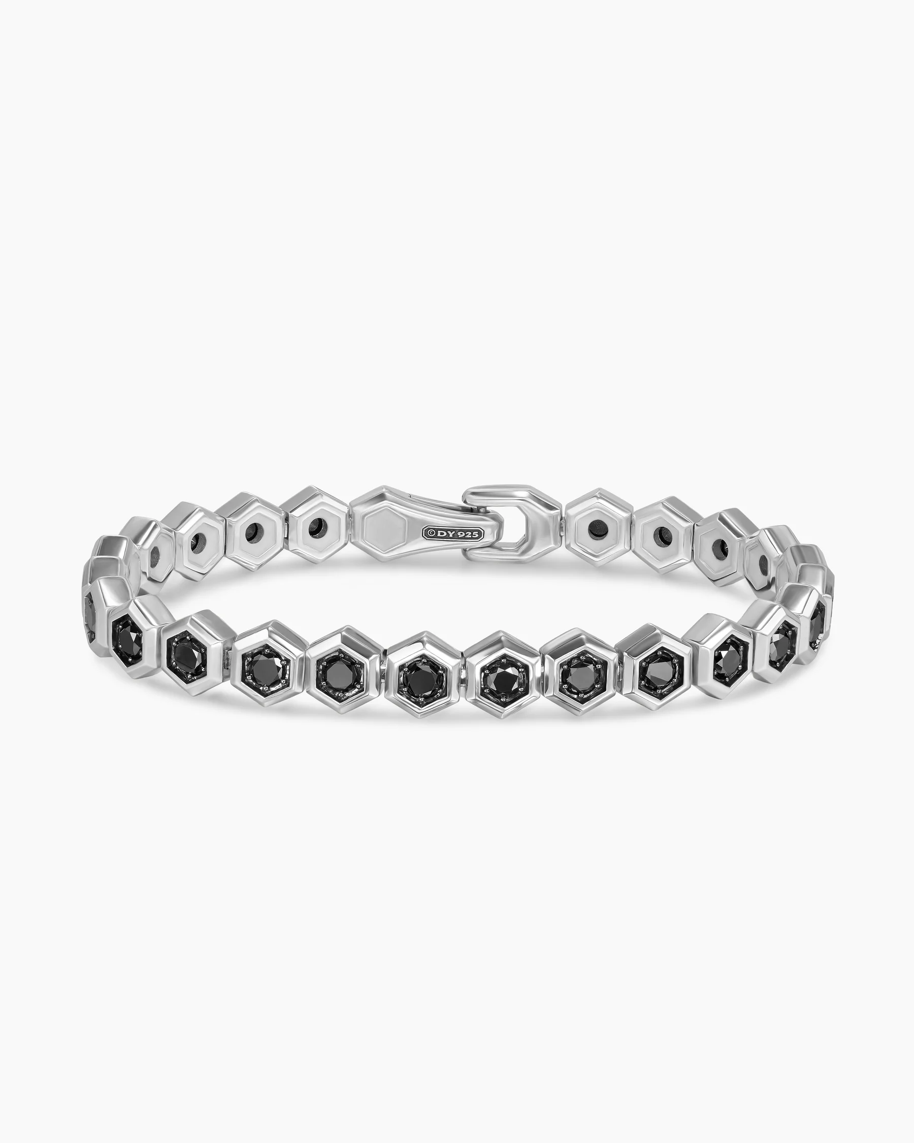 Hex Pavé Tennis Bracelet in Black Titanium with Black Diamonds, 8mm
