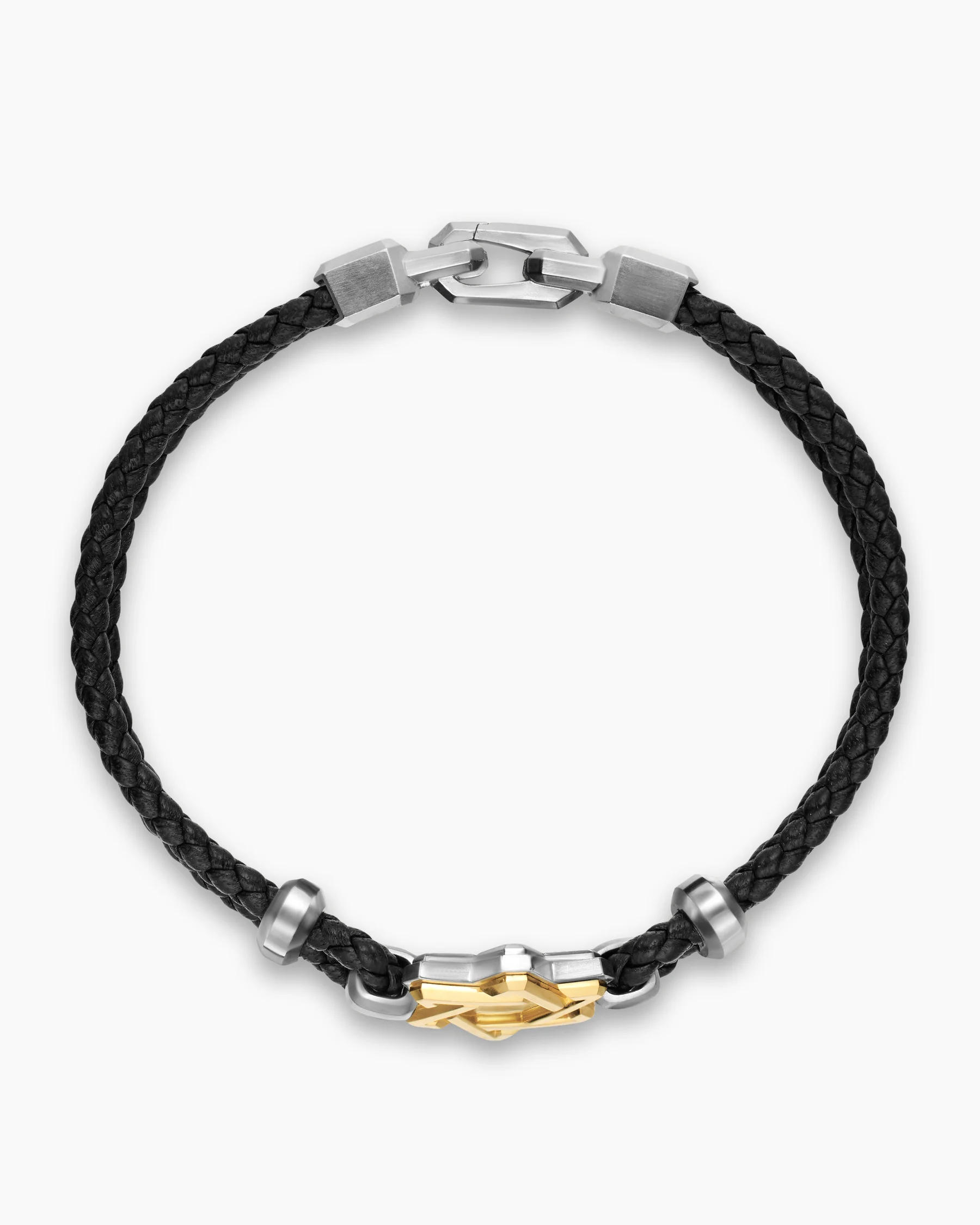 Streamline® Star of David Bracelet in Black Leather with Sterling Silver, 6mm