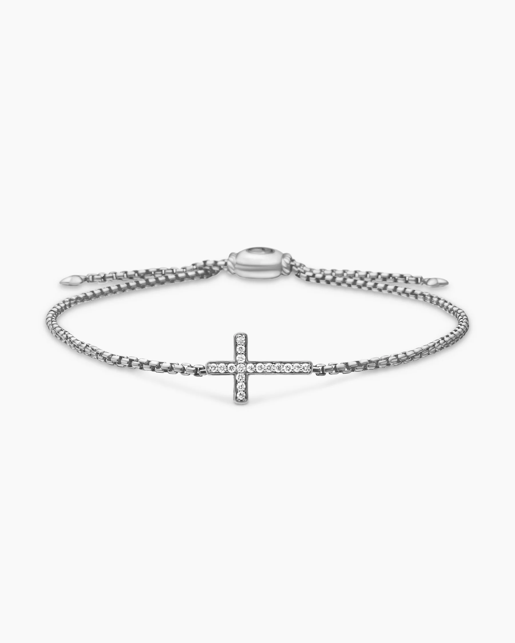 Petite Pavé Cross Chain Bracelet in Sterling Silver with Diamonds, 1.7mm 29 Petite Pavé Cross Chain Bracelet in Sterling Silver with Diamonds, 1.7mm