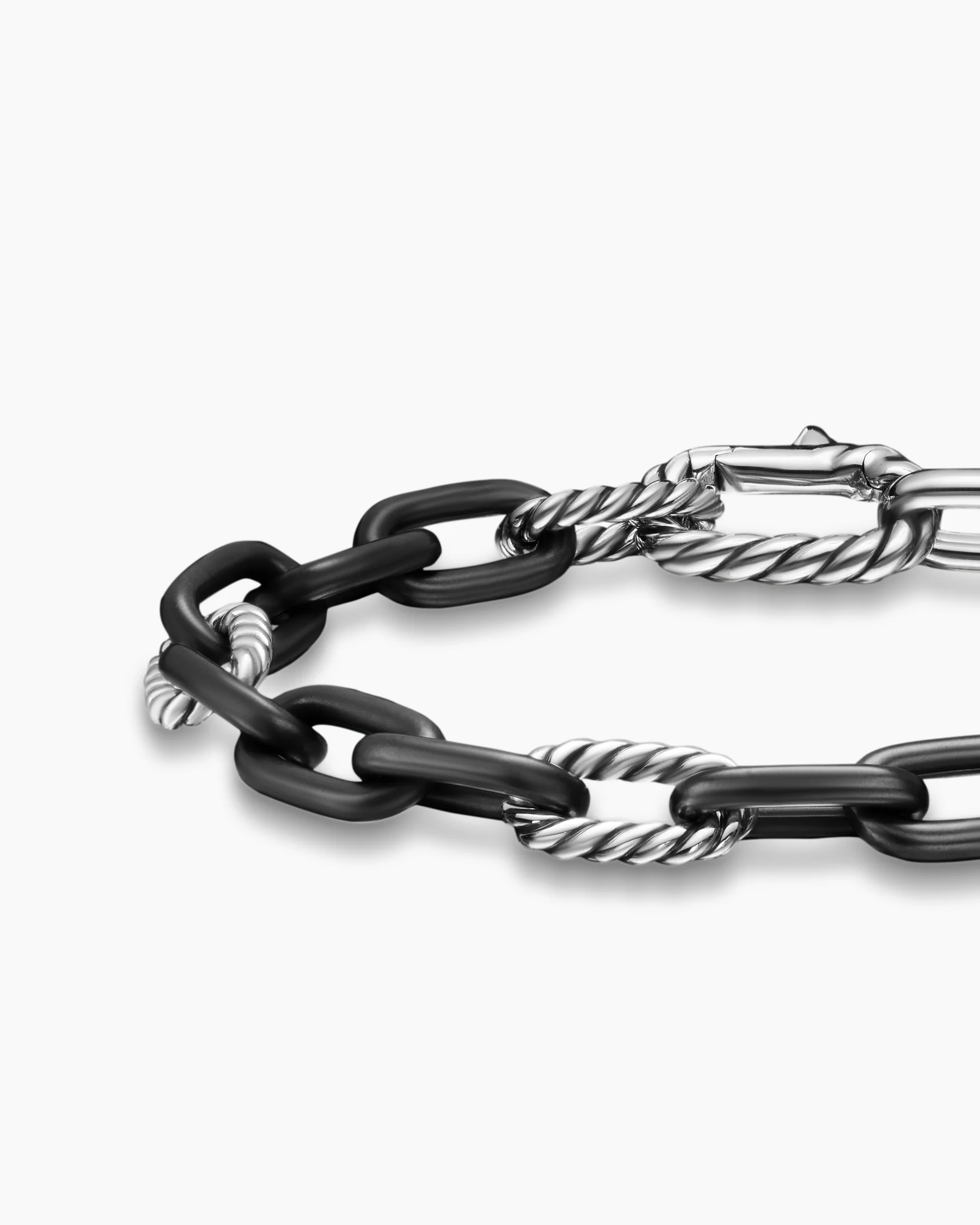 DY Madison® Chain Bracelet in Grey Titanium with 18K Rose Gold, 8.5mm 12 DY Madison® Chain Bracelet in Grey Titanium with 18K Rose Gold, 8.5mm
