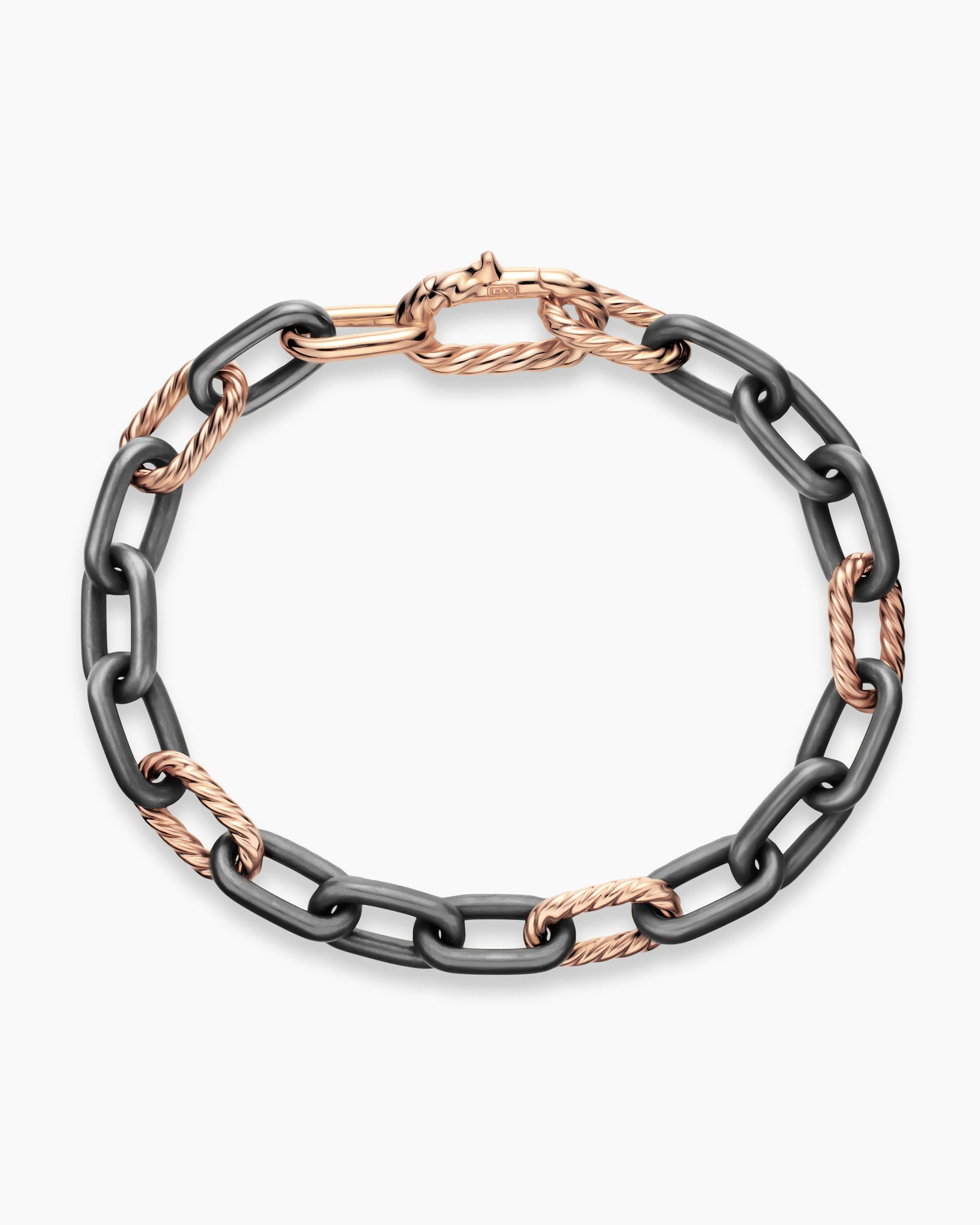 DY Madison® Chain Bracelet in Grey Titanium with 18K Rose Gold, 8.5mm 2 DY Madison® Chain Bracelet in Grey Titanium with 18K Rose Gold, 8.5mm