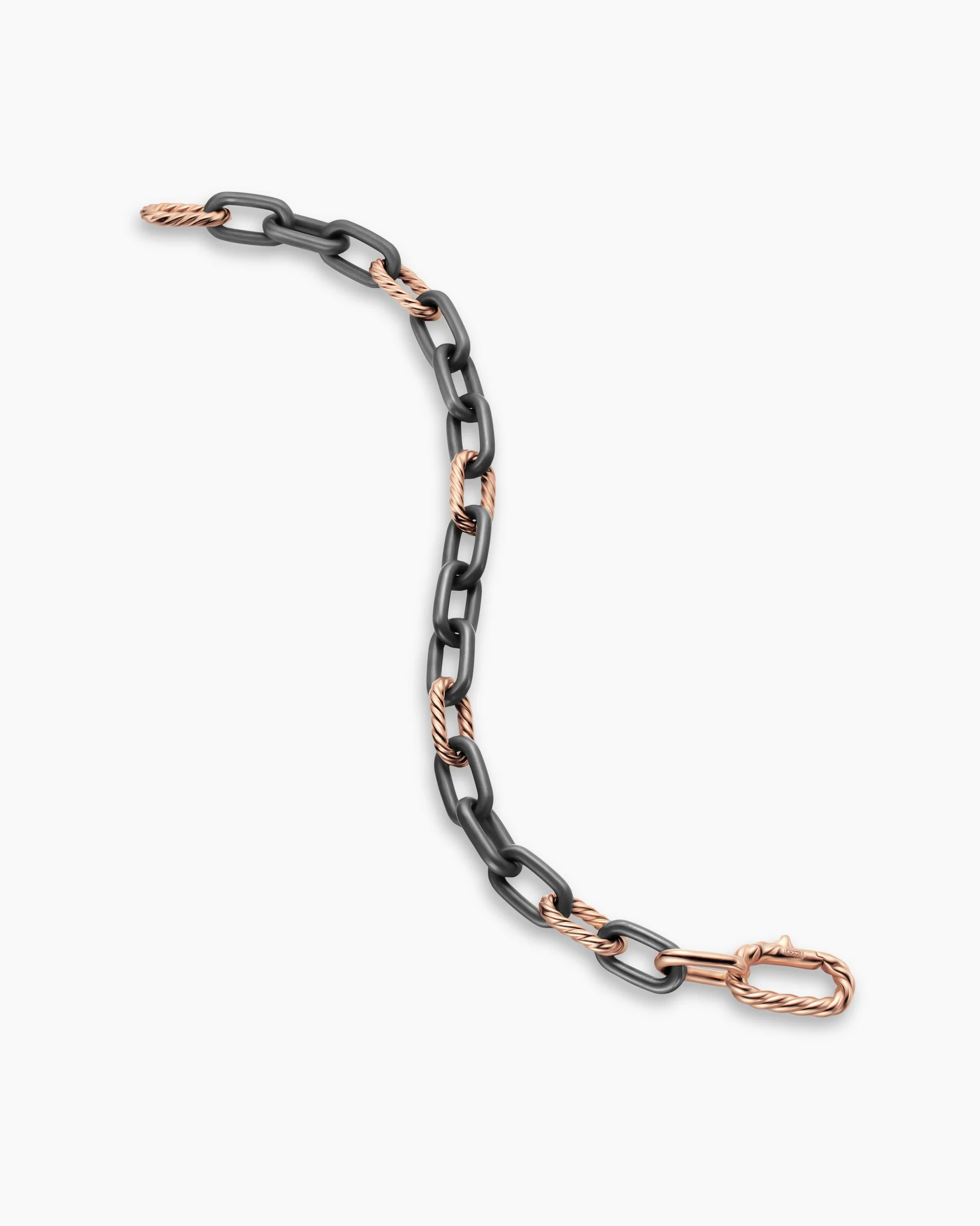 DY Madison® Chain Bracelet in Grey Titanium with 18K Rose Gold, 8.5mm 3 DY Madison® Chain Bracelet in Grey Titanium with 18K Rose Gold, 8.5mm