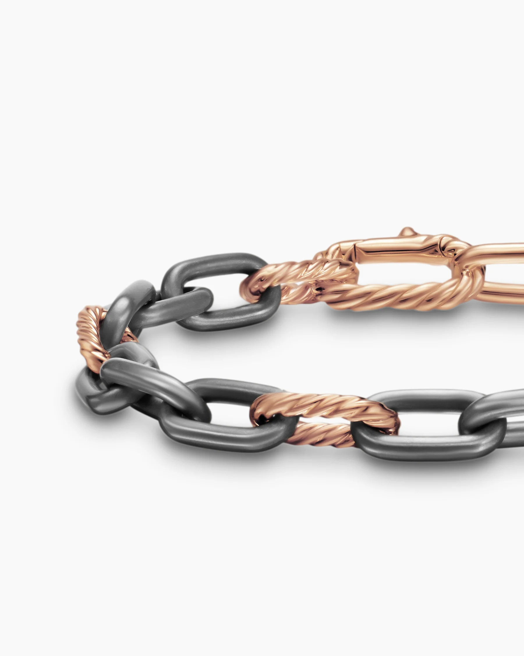 DY Madison® Chain Bracelet in Grey Titanium with 18K Rose Gold, 8.5mm 4 DY Madison® Chain Bracelet in Grey Titanium with 18K Rose Gold, 8.5mm