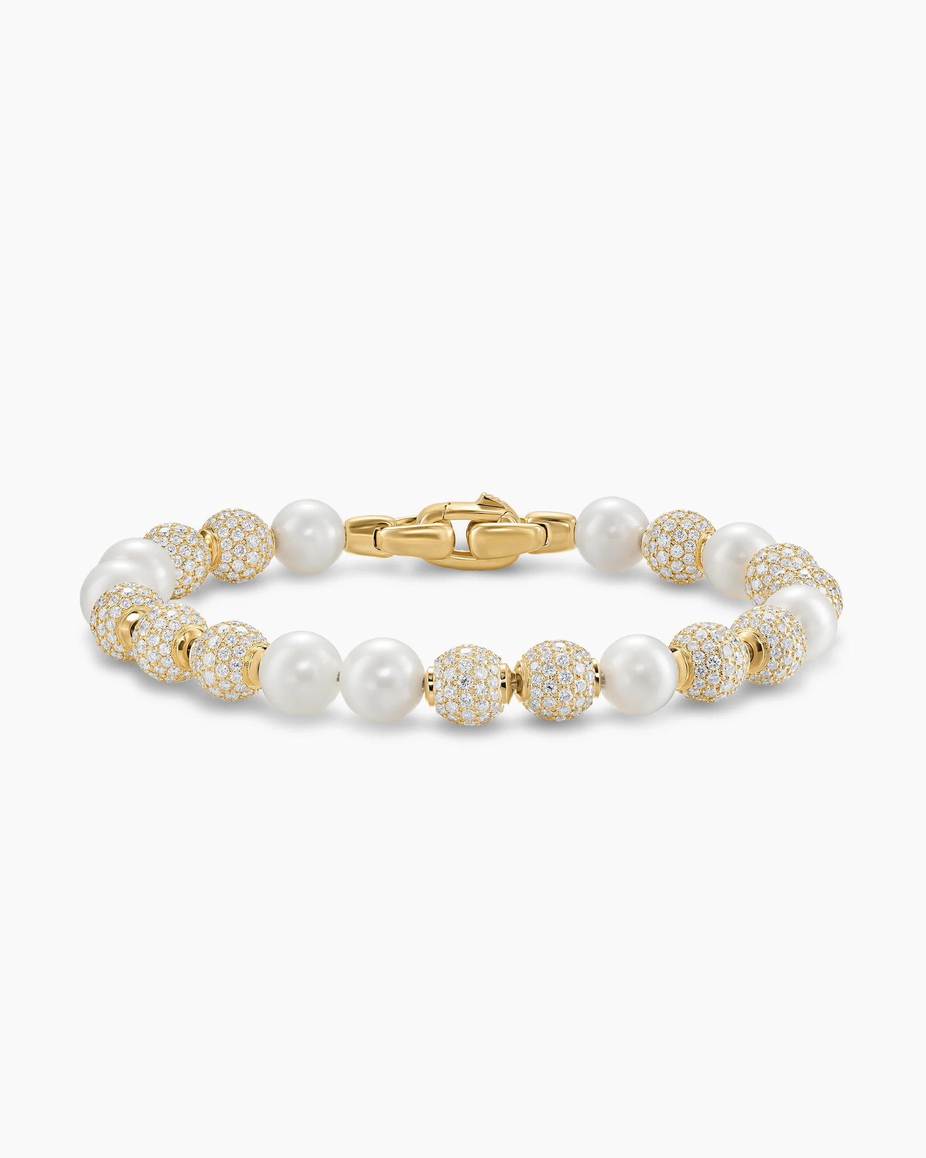 Spiritual Beads Pearl and Pavé Bracelet in 18K Yellow Gold with Diamonds, 8mm 11 Spiritual Beads Pearl and Pavé Bracelet in 18K Yellow Gold with Diamonds, 8mm