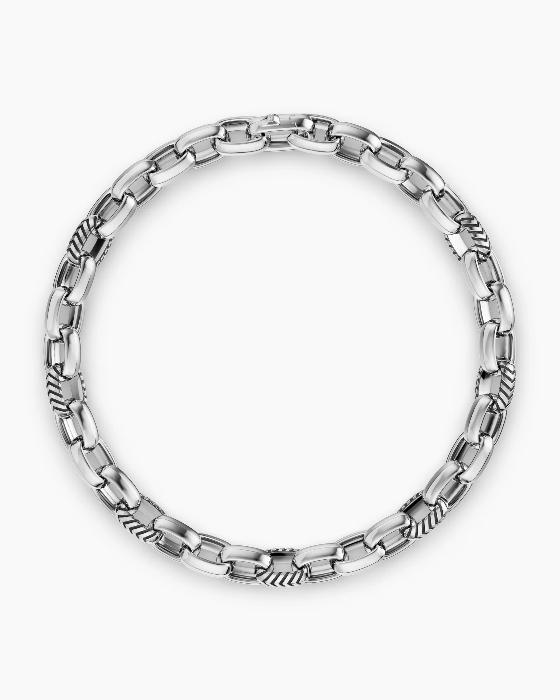 Chevron Oval Link Bracelet in Sterling Silver, 7mm 3 Chevron Oval Link Bracelet in Sterling Silver, 7mm