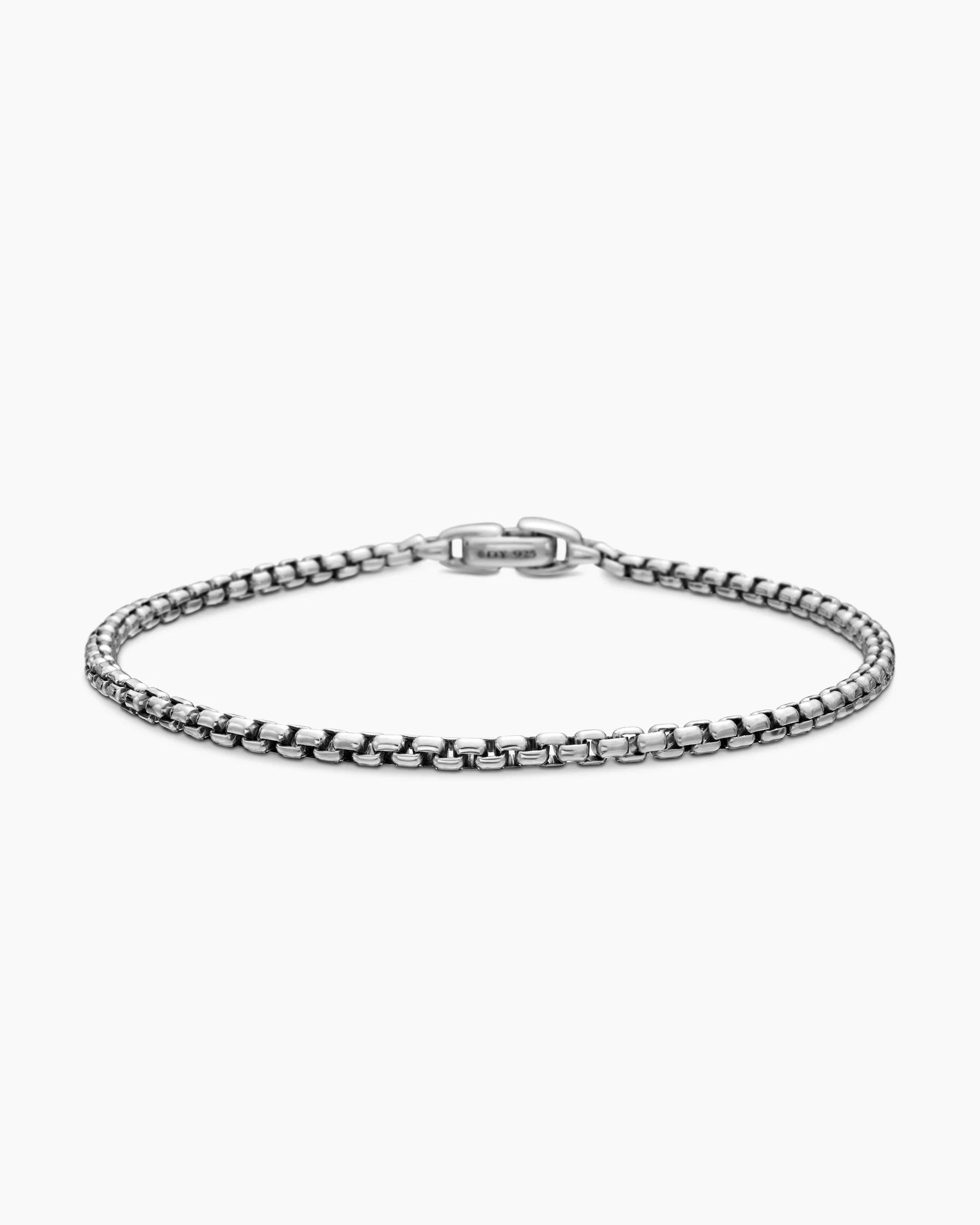Box Chain Bracelet with Stainless Steel and Sterling Silver, 2.7mm