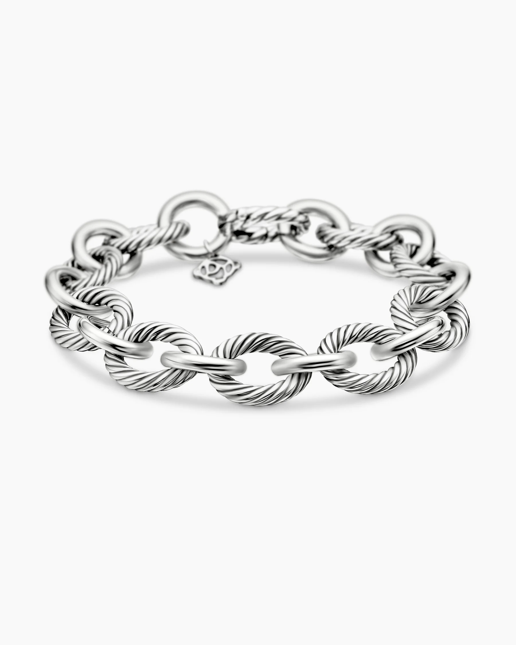 Oval Link Chain Bracelet in Sterling Silver with 18K Yellow Gold, 12mm