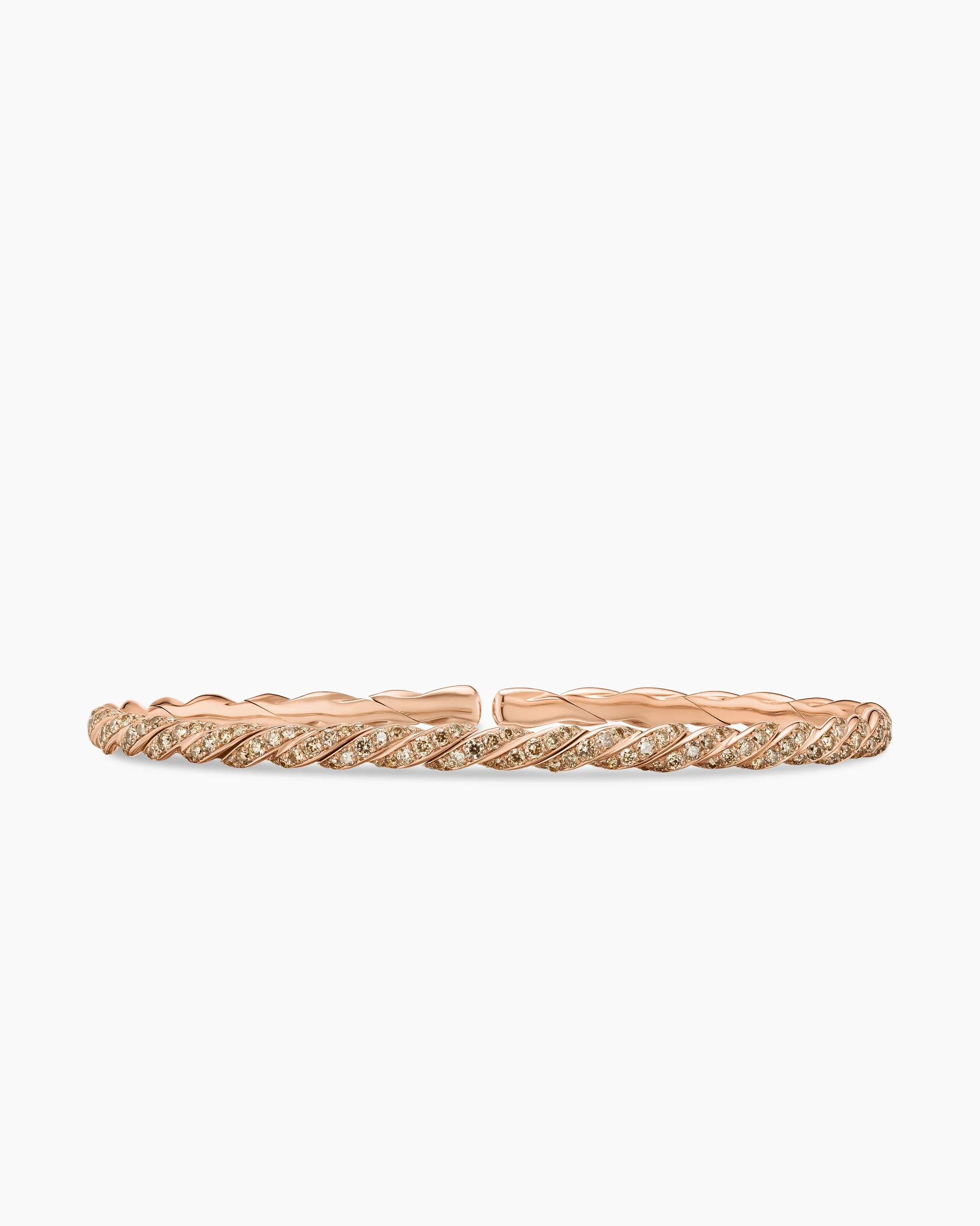 Sculpted Cable Flex® Bracelet in 18K White Gold with Diamonds, 3.5mm