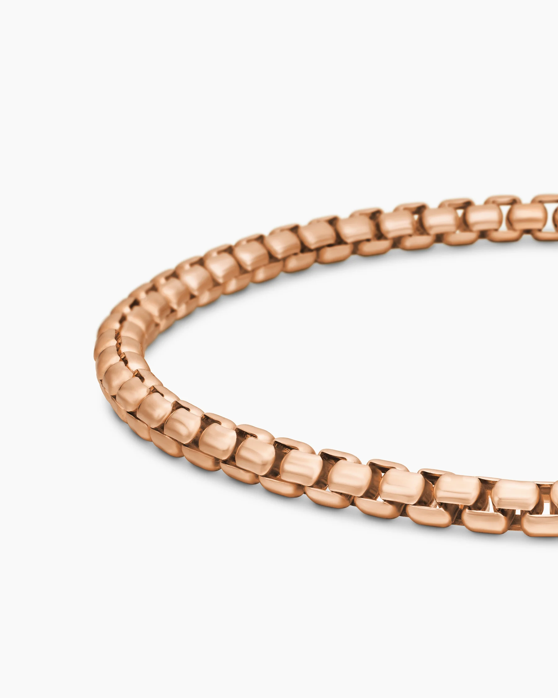 Box Chain Bracelet in 18K Rose Gold, 3.4mm 7 Box Chain Bracelet in 18K Rose Gold, 3.4mm