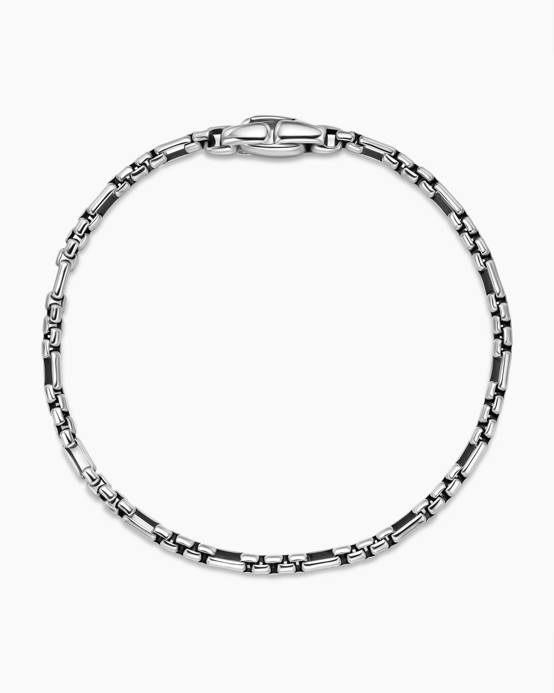 Open Station Box Chain Bracelet in Sterling Silver, 3mm 3 Open Station Box Chain Bracelet in Sterling Silver, 3mm