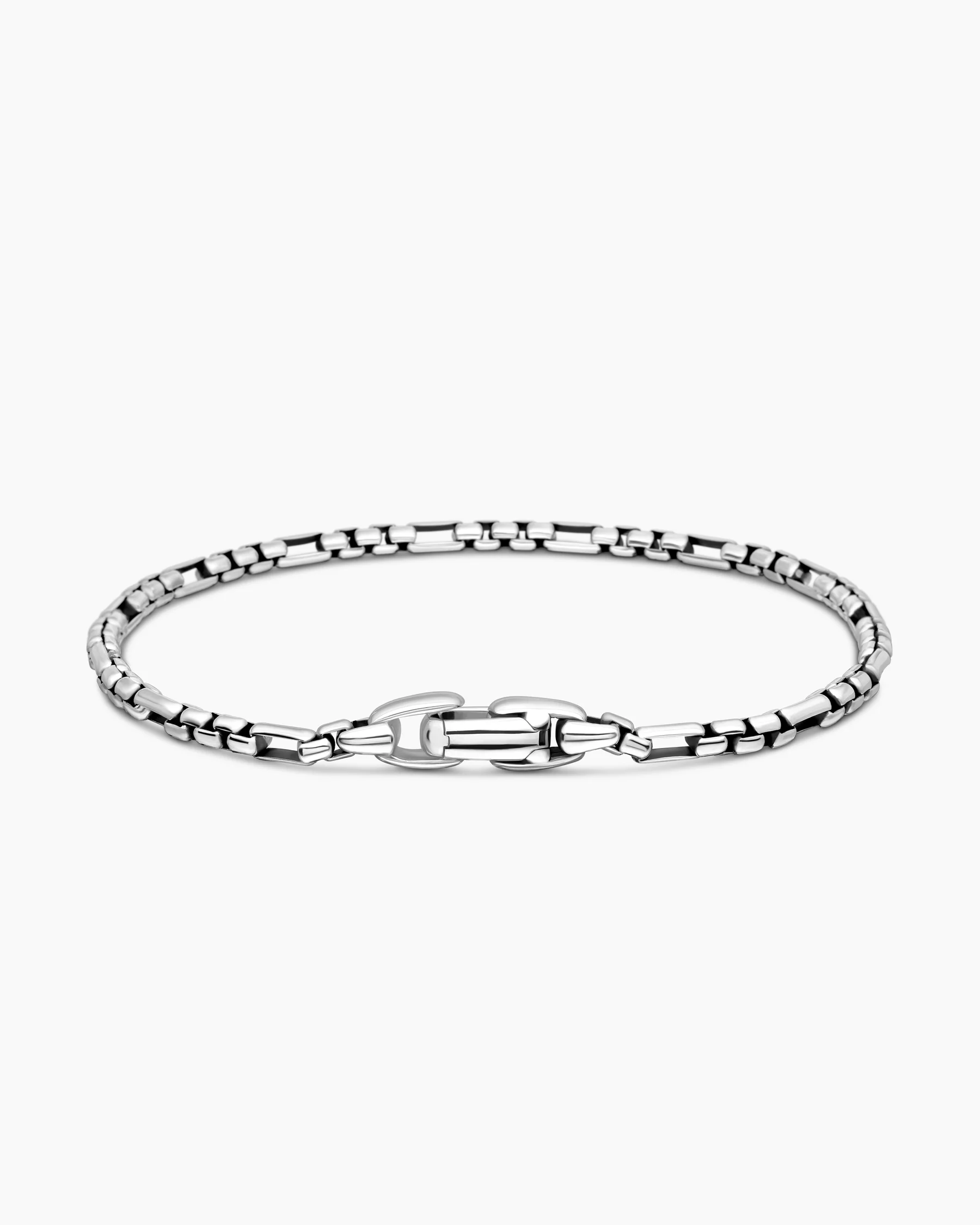 Open Station Box Chain Bracelet in Sterling Silver, 3mm 5 Open Station Box Chain Bracelet in Sterling Silver, 3mm