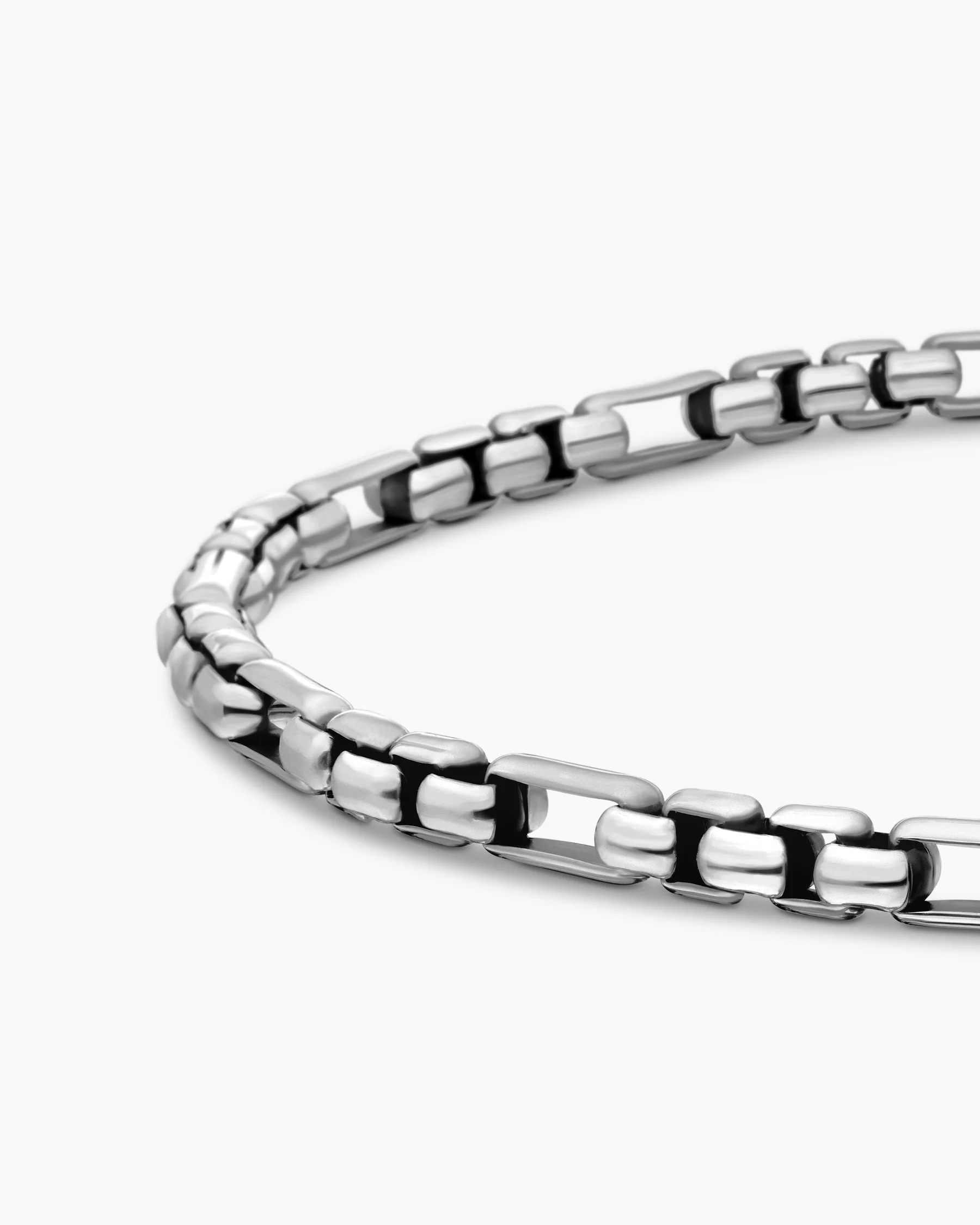 Open Station Box Chain Bracelet in Sterling Silver, 3mm 7 Open Station Box Chain Bracelet in Sterling Silver, 3mm